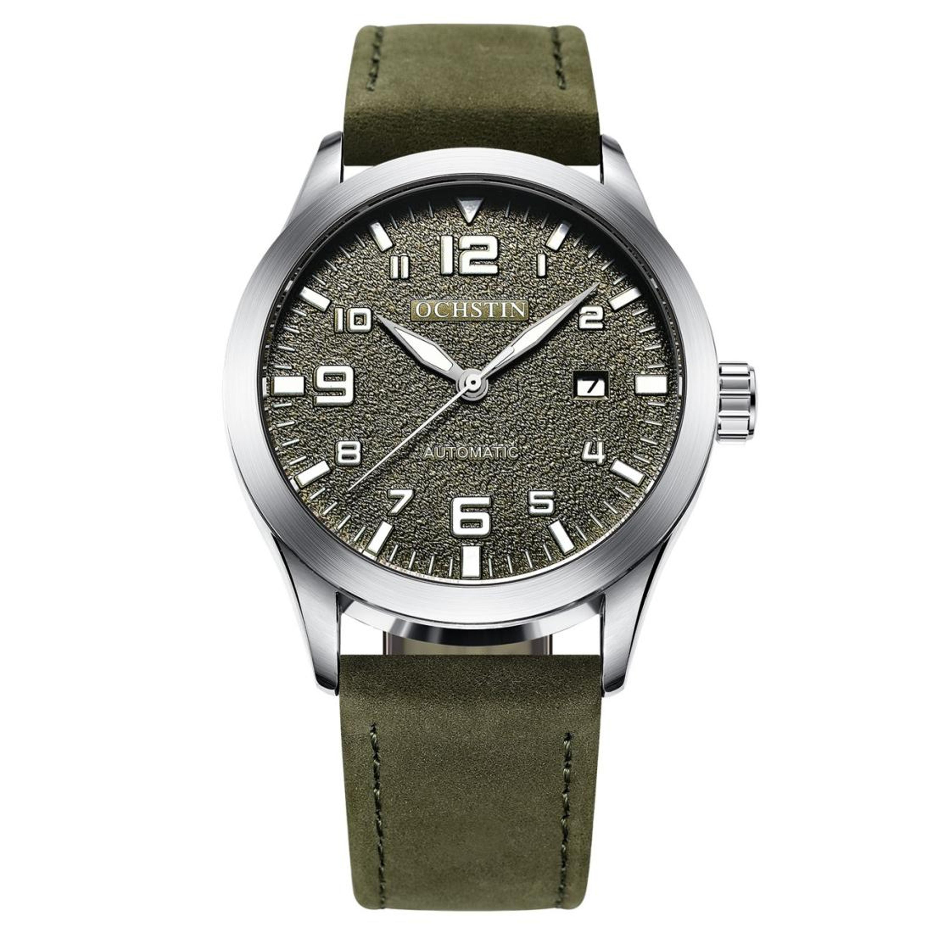 ochstin 62028 automatic mechanical watch mens leather watch with calendar waterproof dress watch
