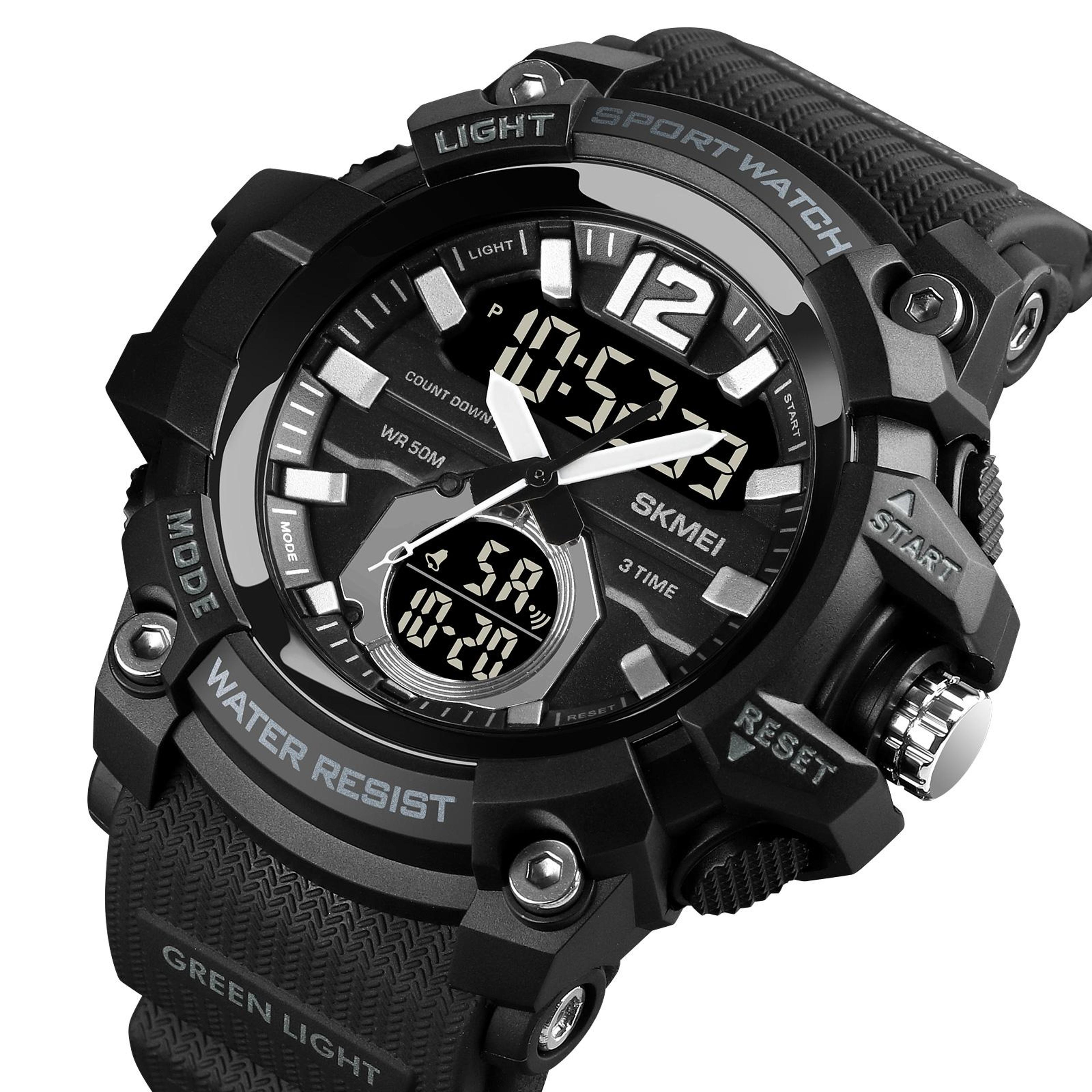skmei 1725 digital sports watch triple time led waterproof wrist watch with countdown timer