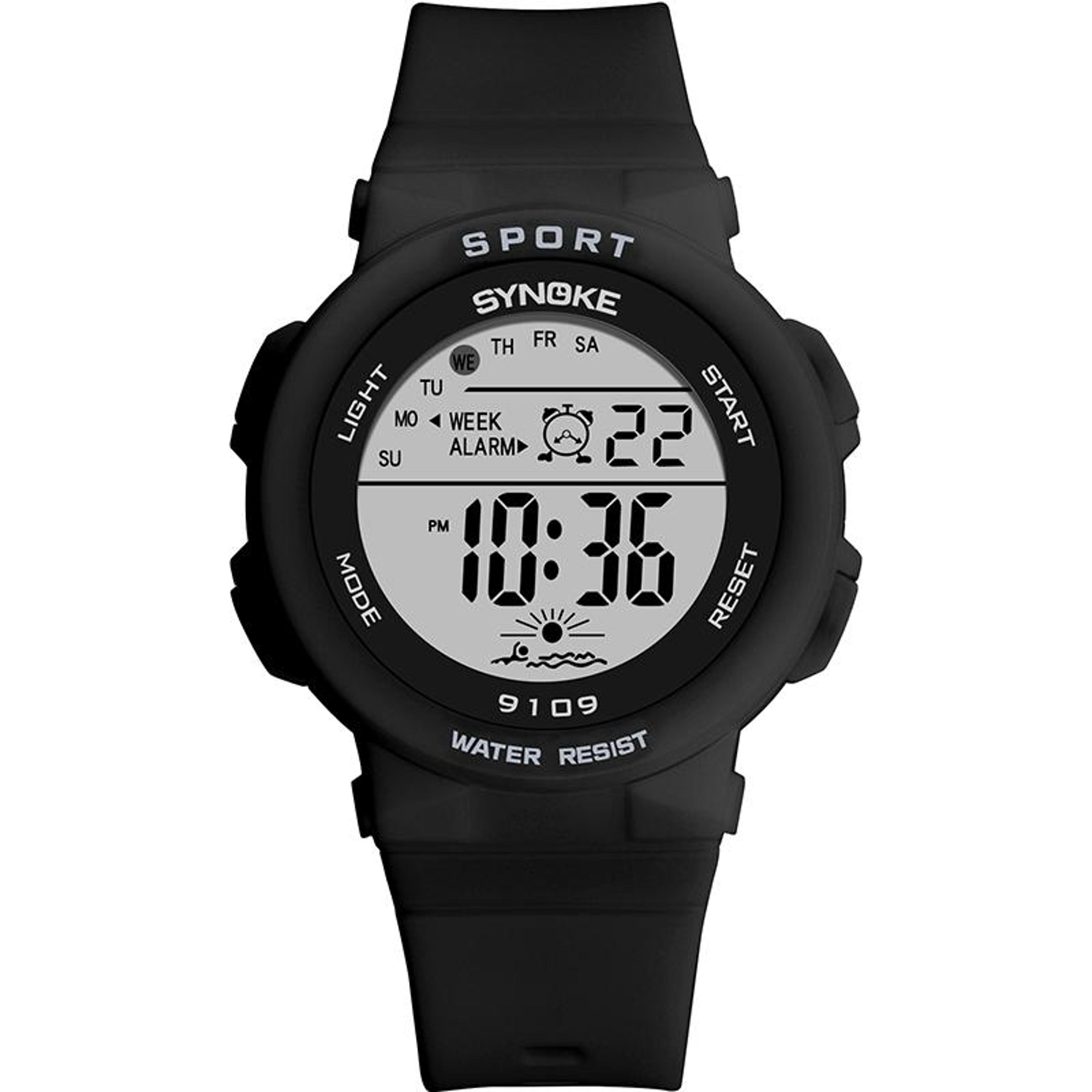 synoke 9109 digital sports watch 50m waterproof multifunction led student watch
