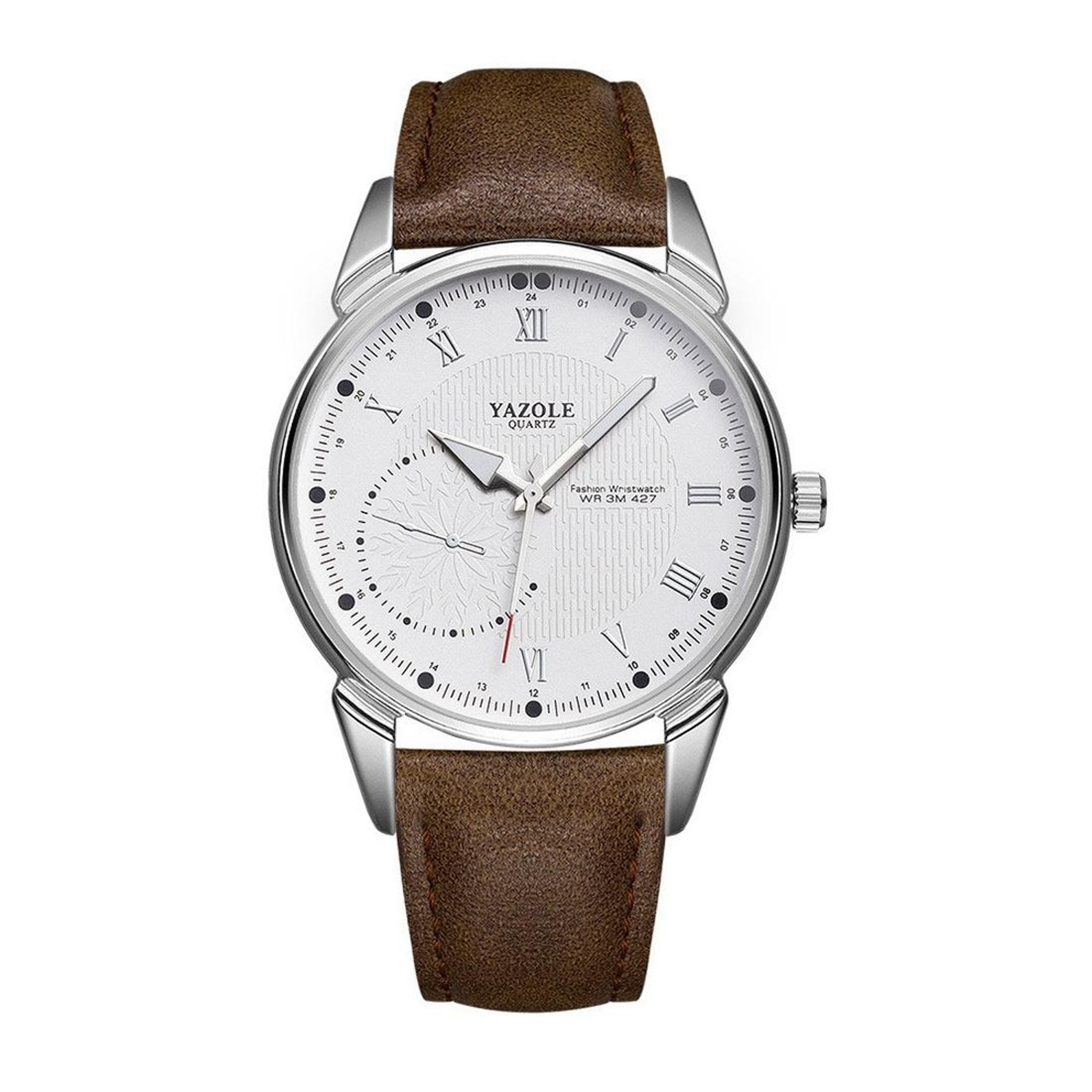 yazole 427 mens quartz watch business leather strap watch with luminous dial