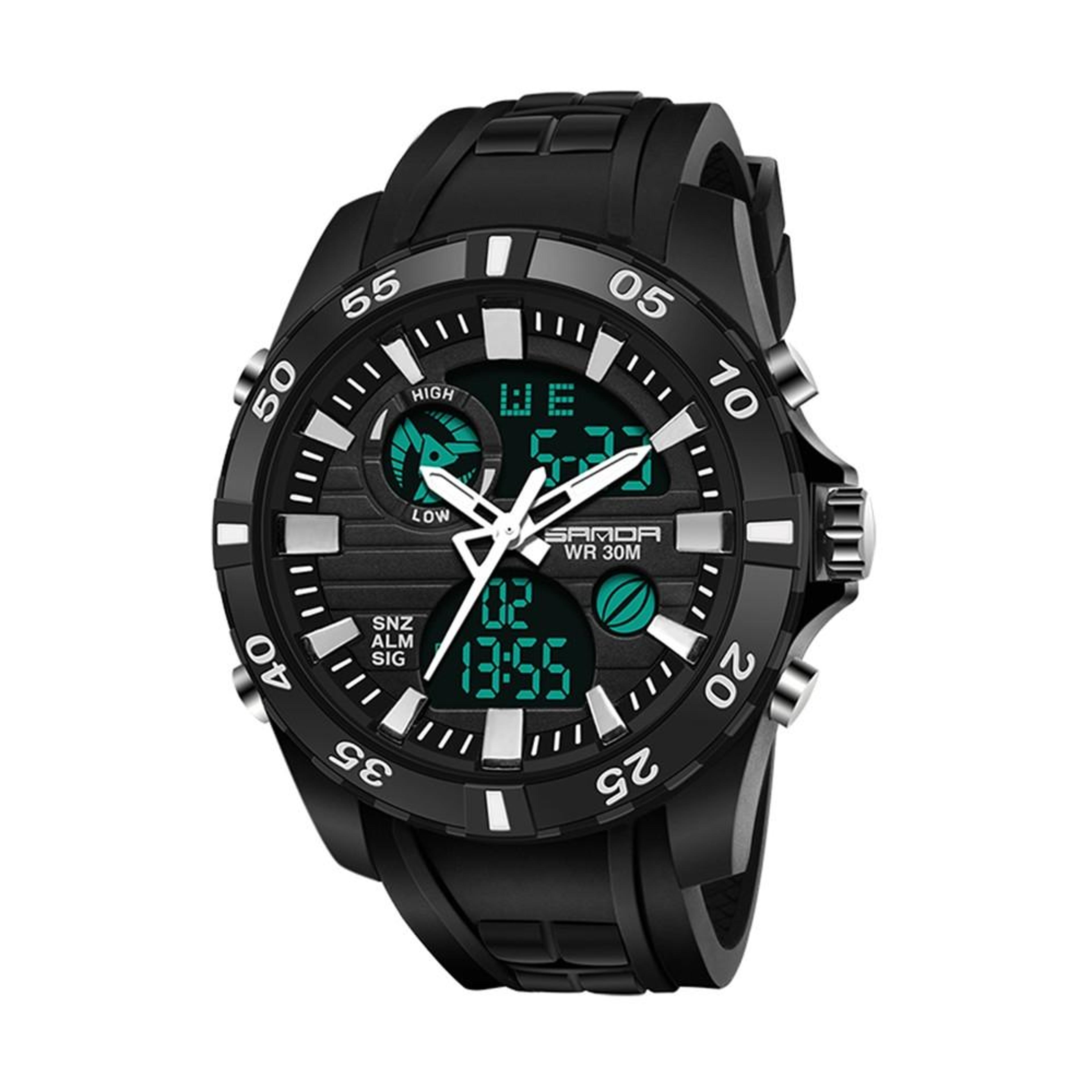 sanda 791 digital sports watch for men waterproof led multifunction resin wrist watch