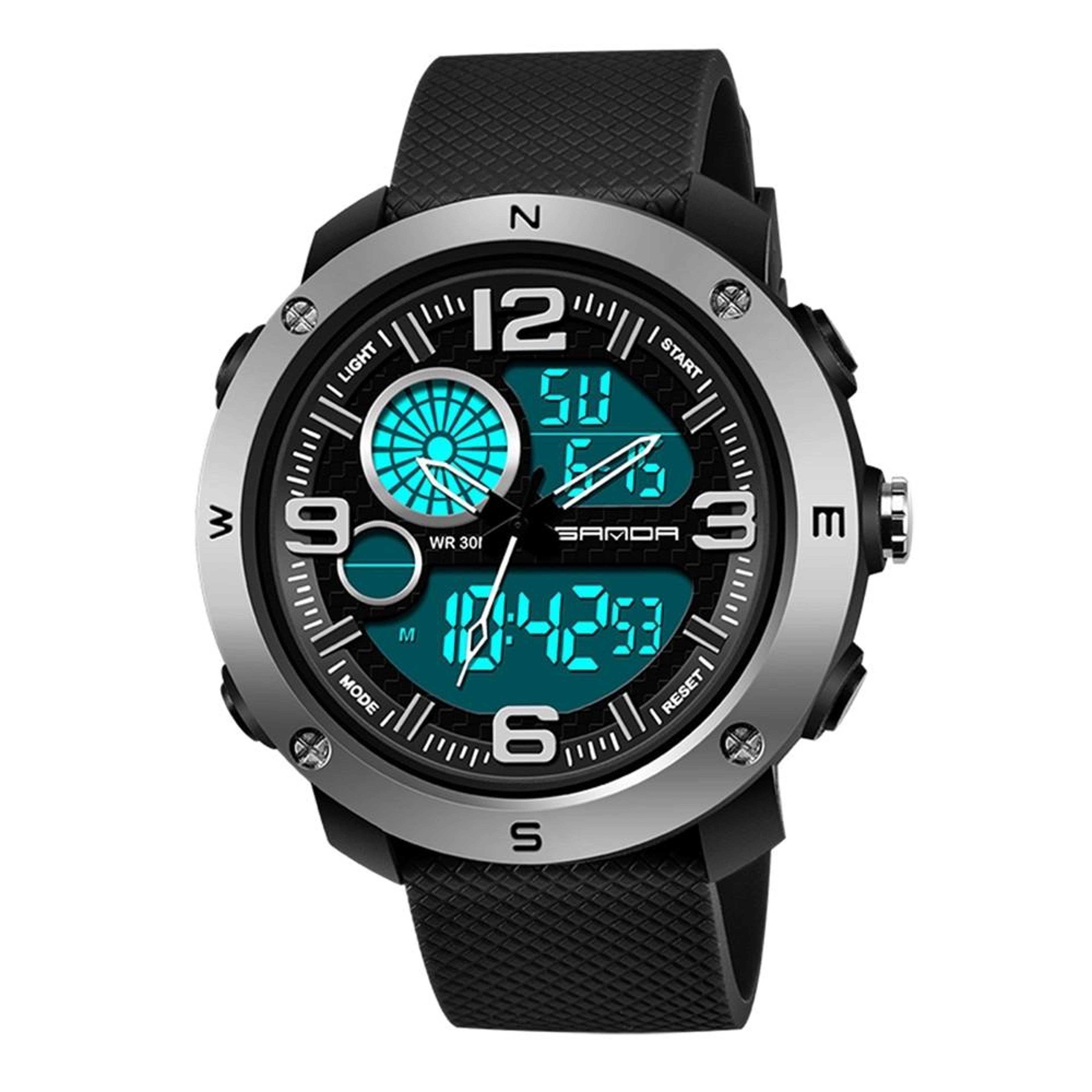 sanda 762 digital sports watch for men waterproof led night light multifunction wrist watch