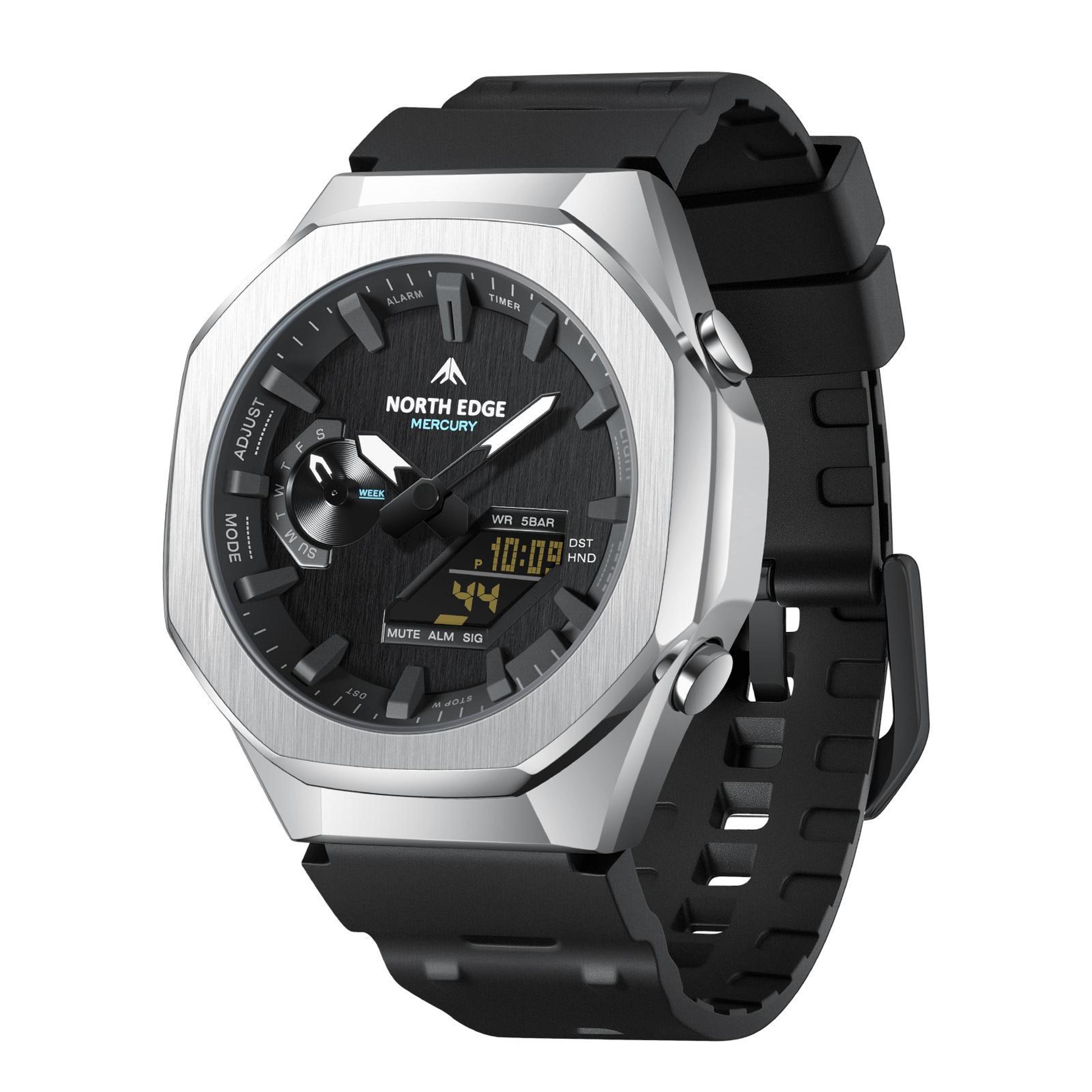 north edge mercury outdoor sports watch 5atm digital analog watch with luminous display