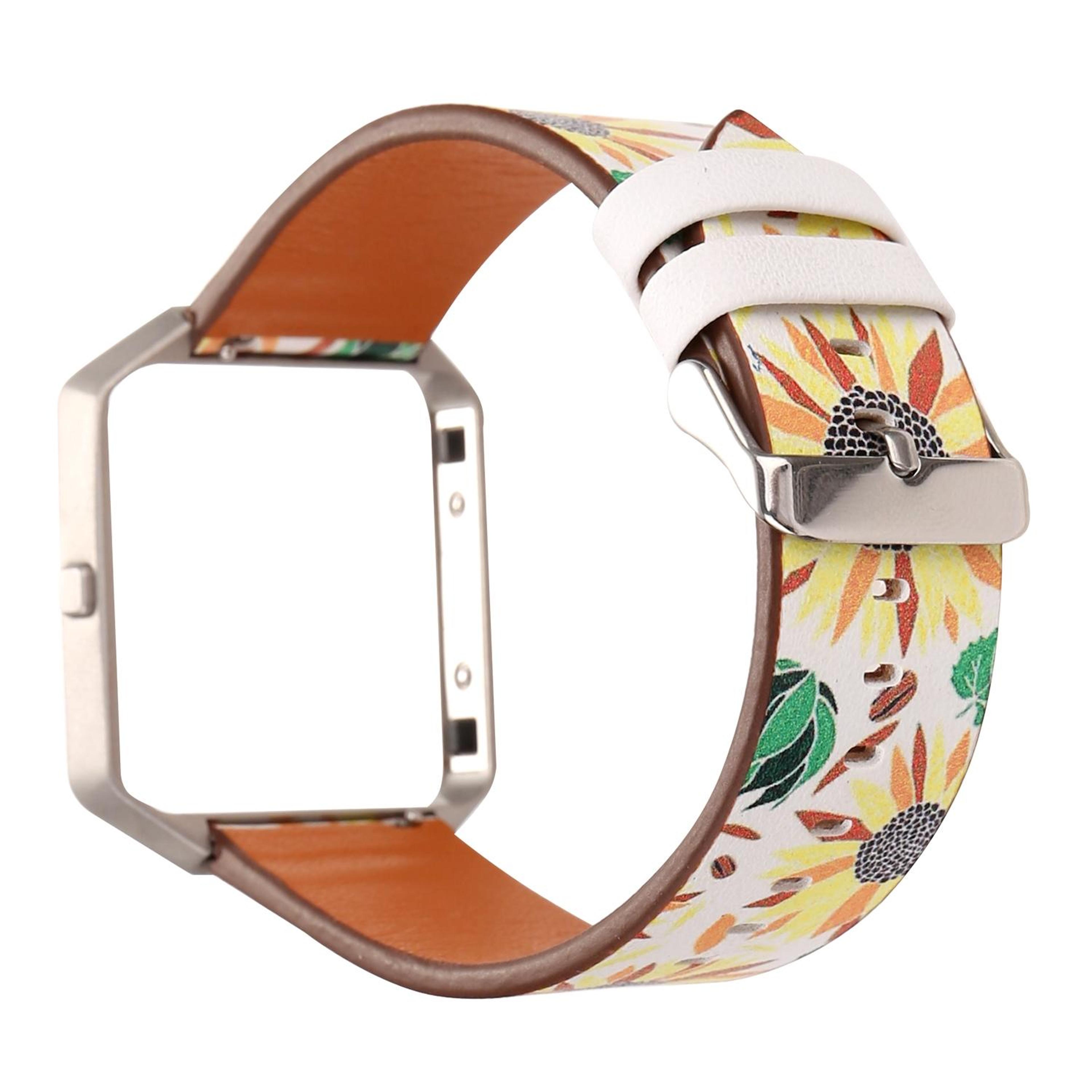 fitbit blaze leather watch band adjustable replacement strap with classic buckle