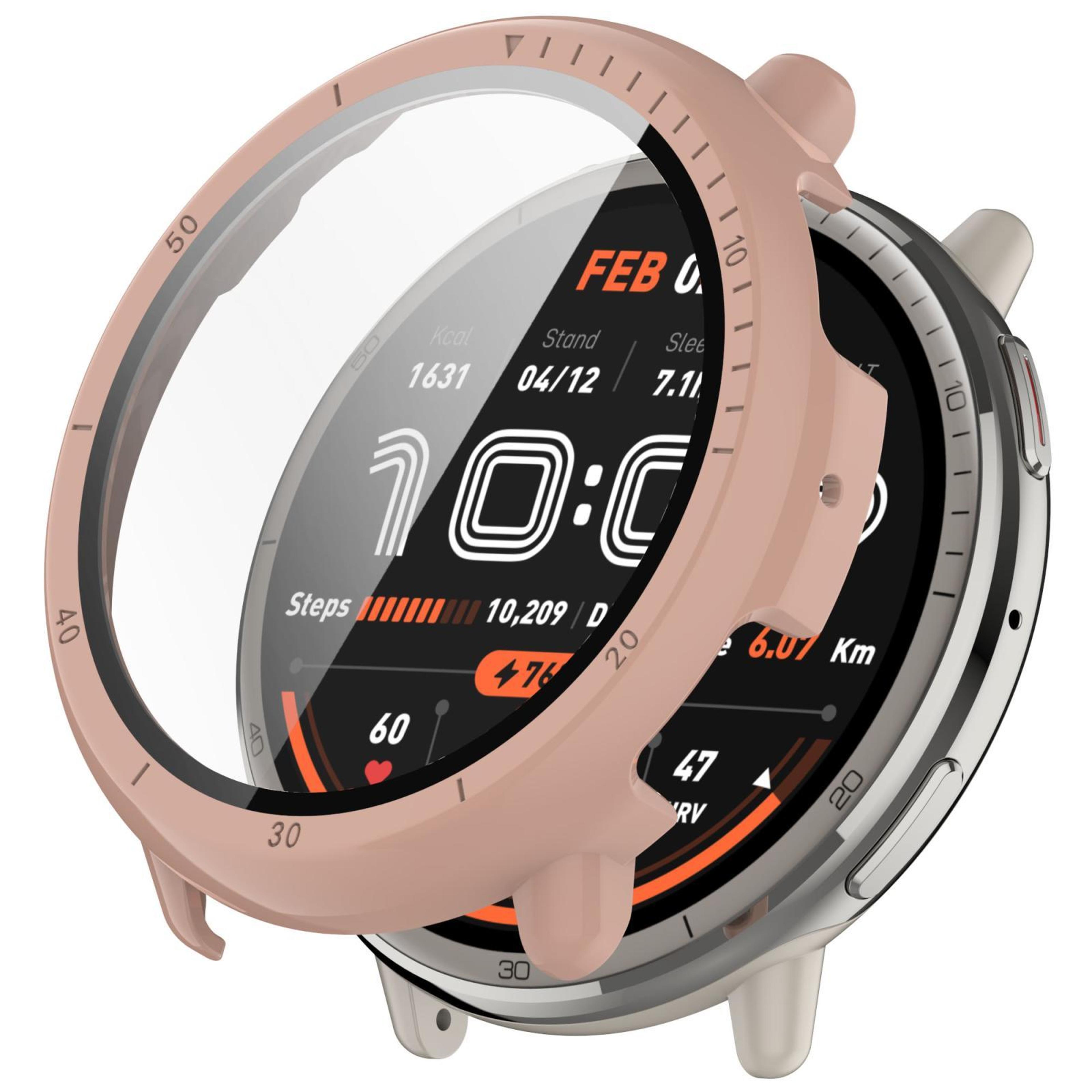amazfit active 2 a2437 pc watch case with tempered glass screen protector full coverage