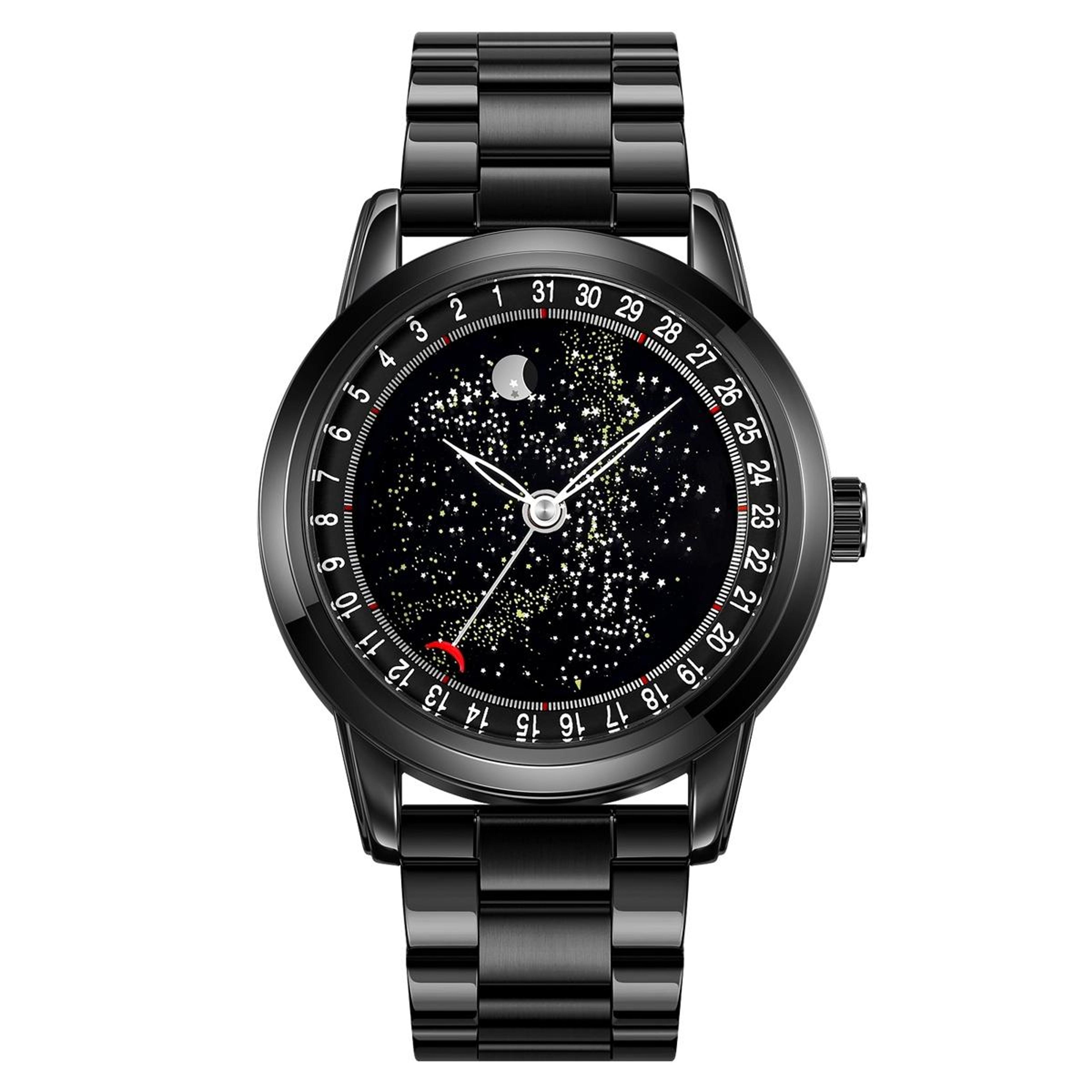 skmei 2116 mens waterproof quartz watch with moon phase accent