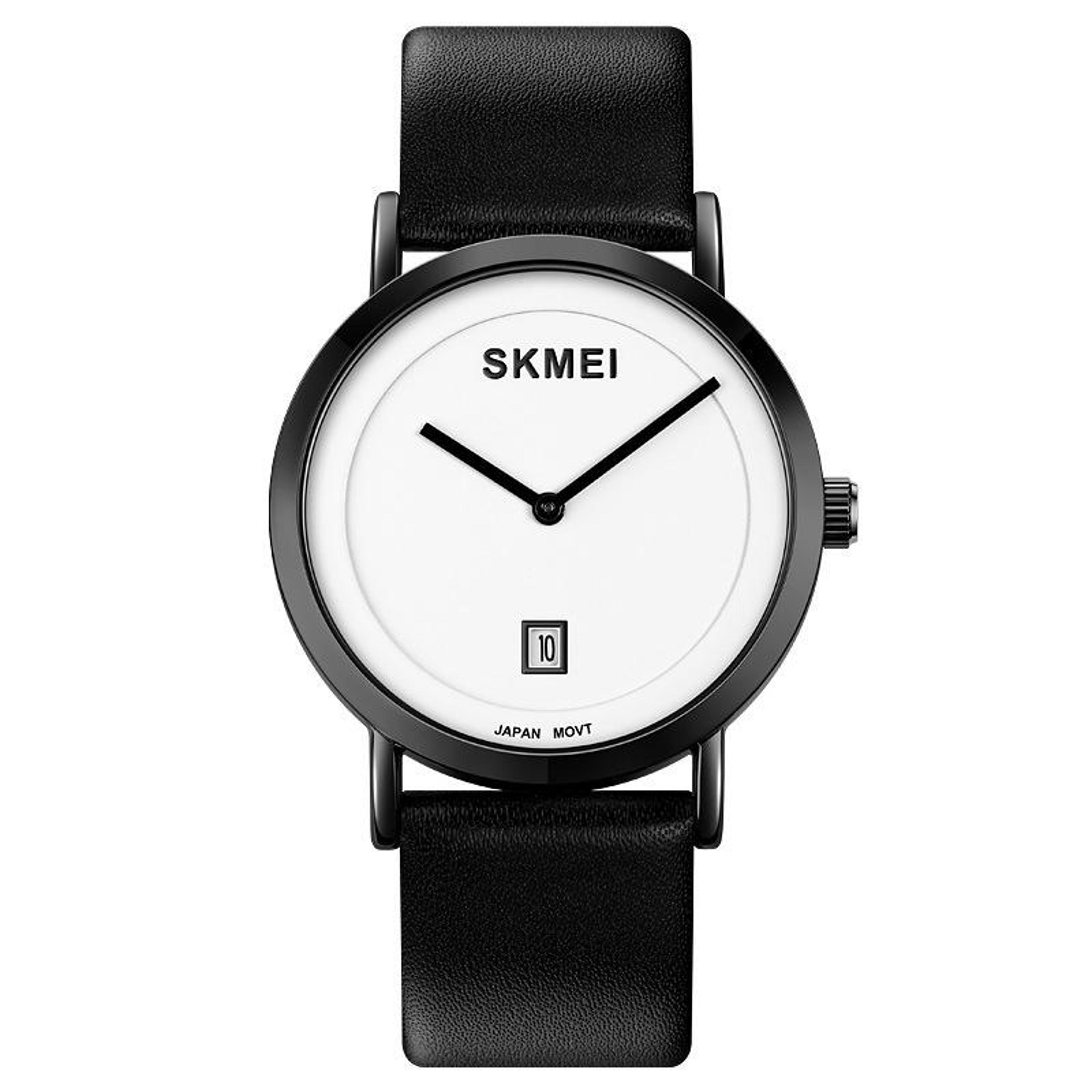 skmei 1907 men waterproof quartz watch elegant genuine leather strap casual analog wristwatch