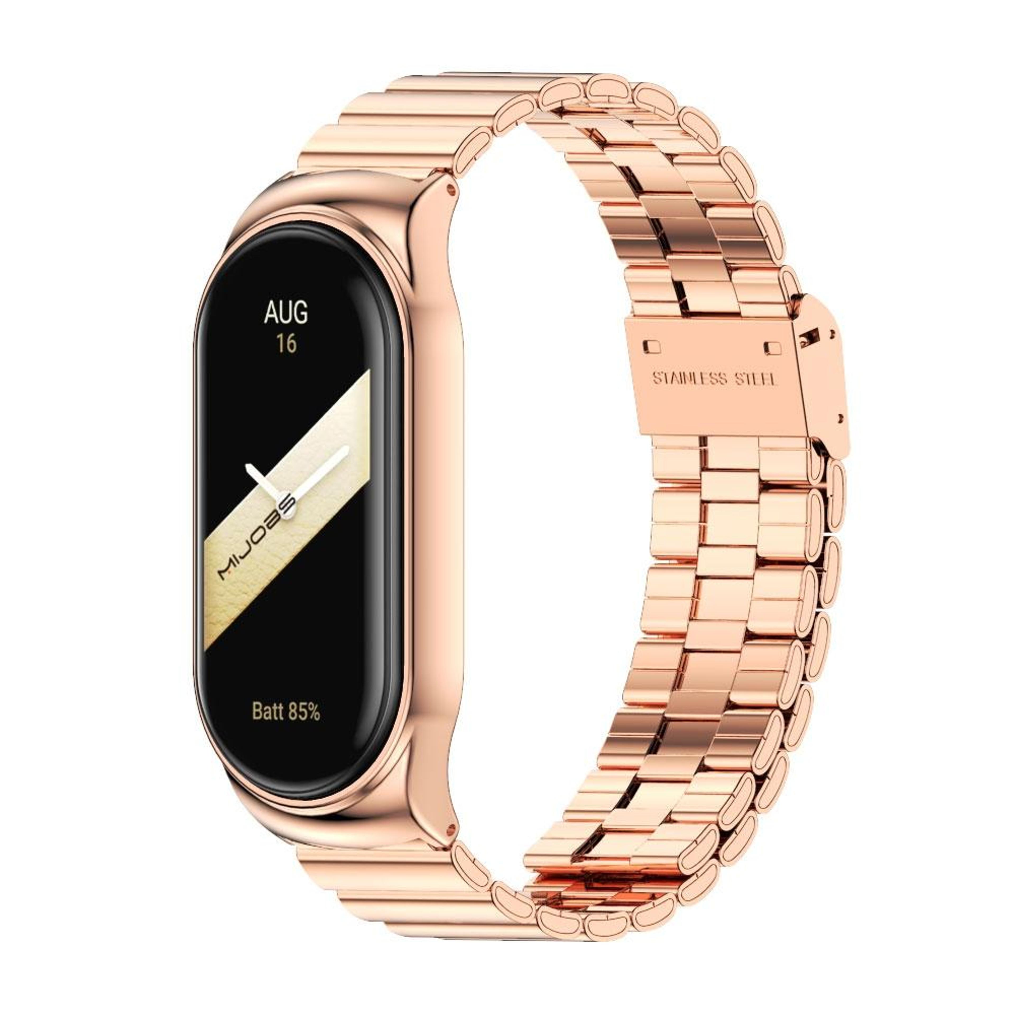 metal watch band for xiaomi mi band 8 and 9 with bamboo buckle