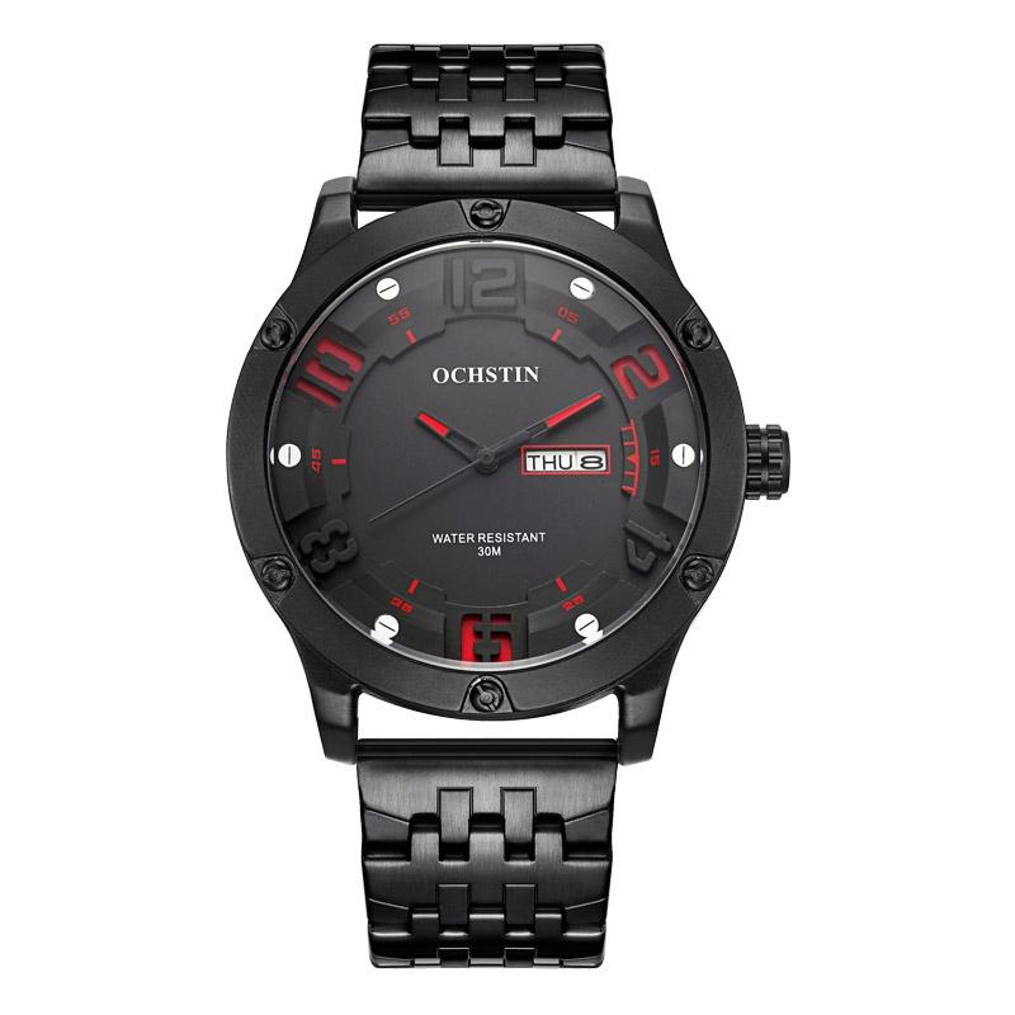 ochstin classic quartz men watch stainless steel day date business wristwatch