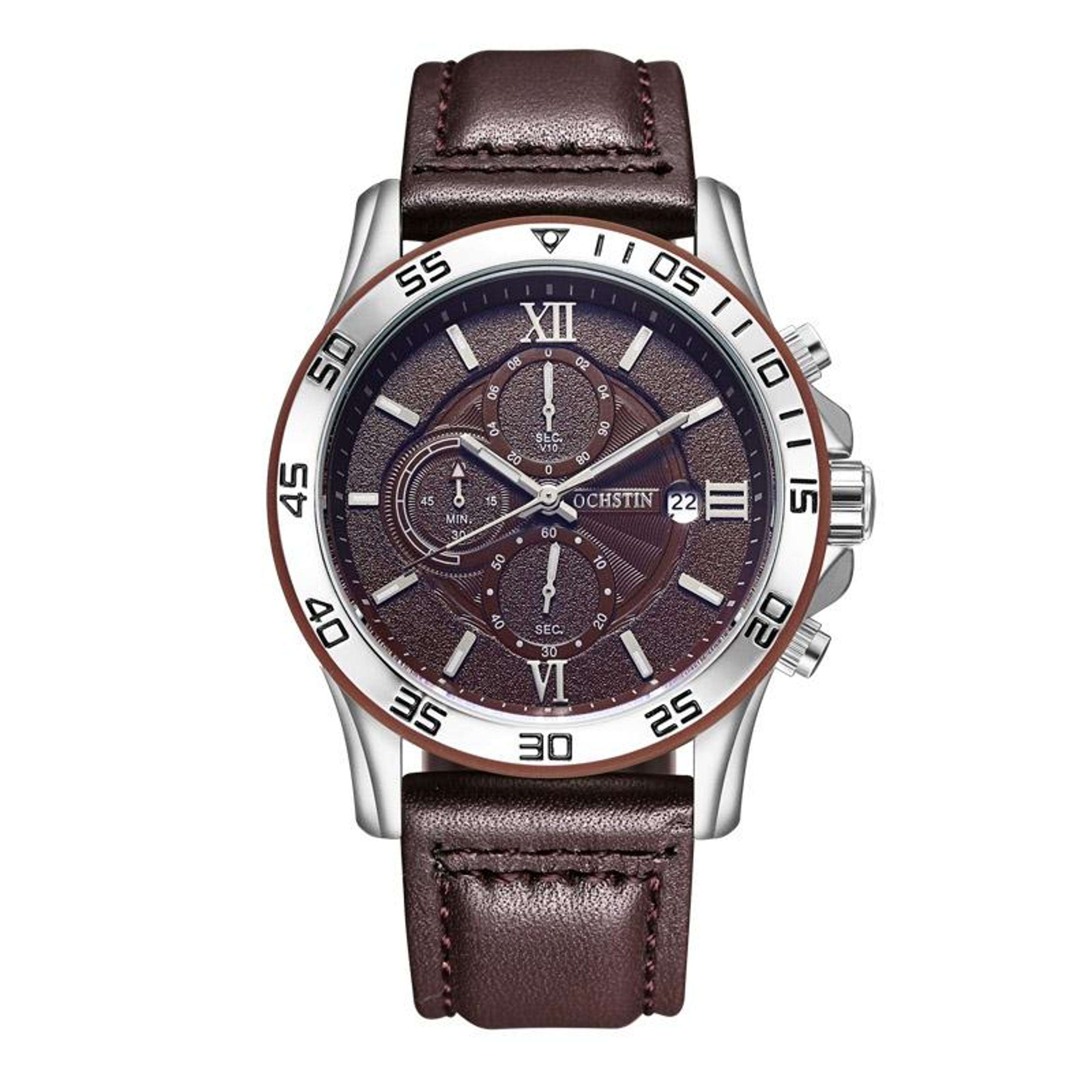 ochstin 6068a mens quartz watch waterproof luminous business timepiece with leather strap