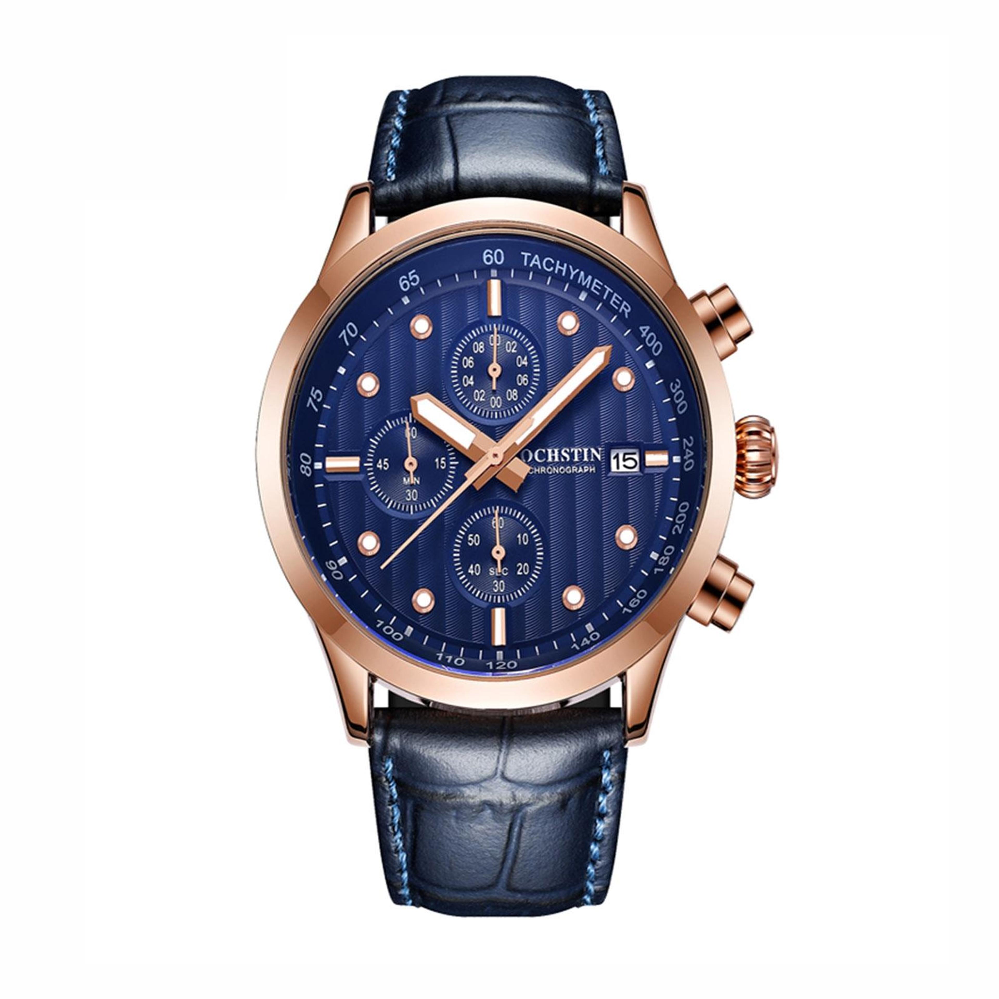 ochstin luminous leather business watch for men waterproof quartz timepiece