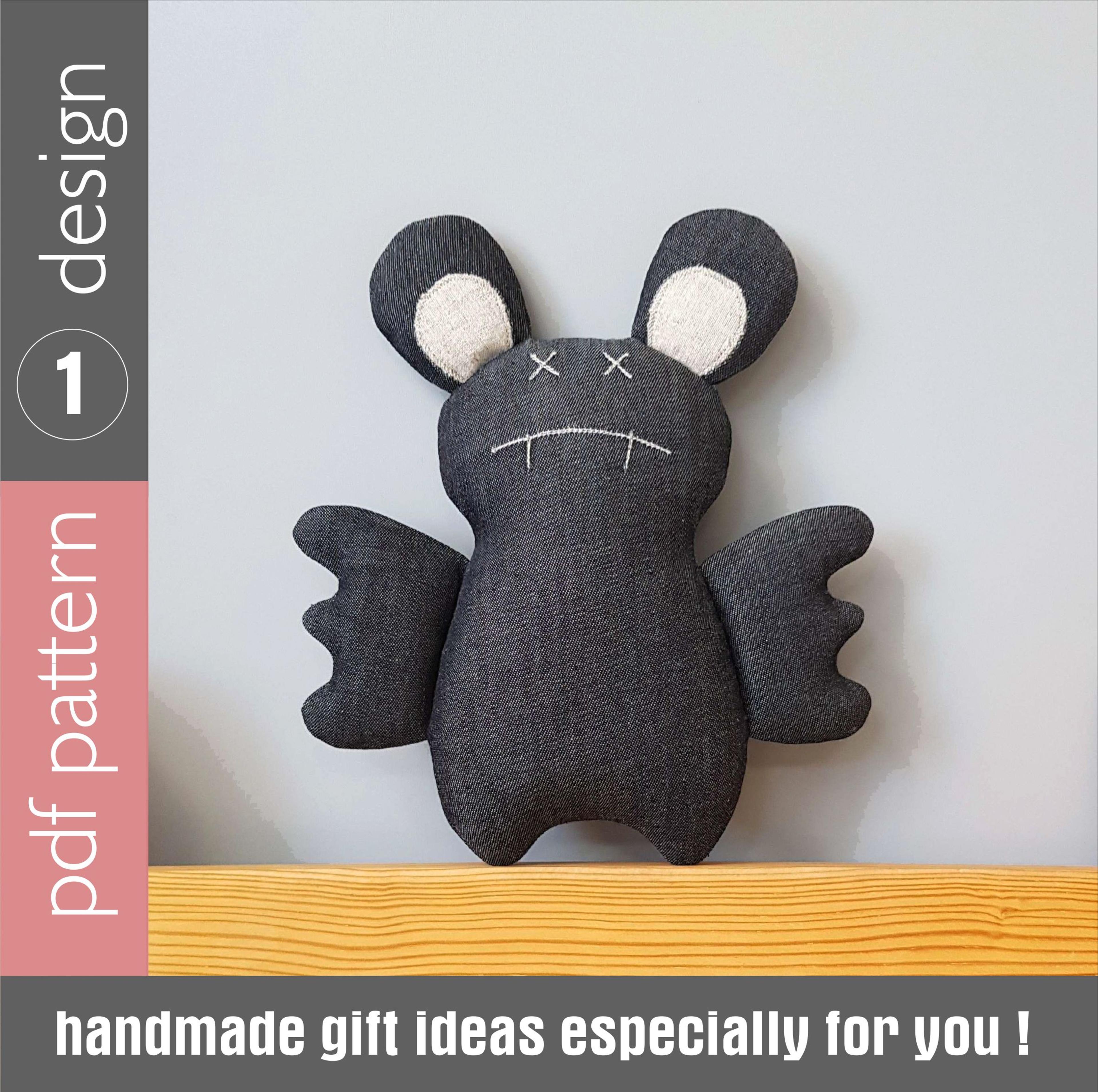 black bat sewing pattern pdf. digital tutorial for sewing halloween doll from fabric. halloween craft. diy creepy doll
