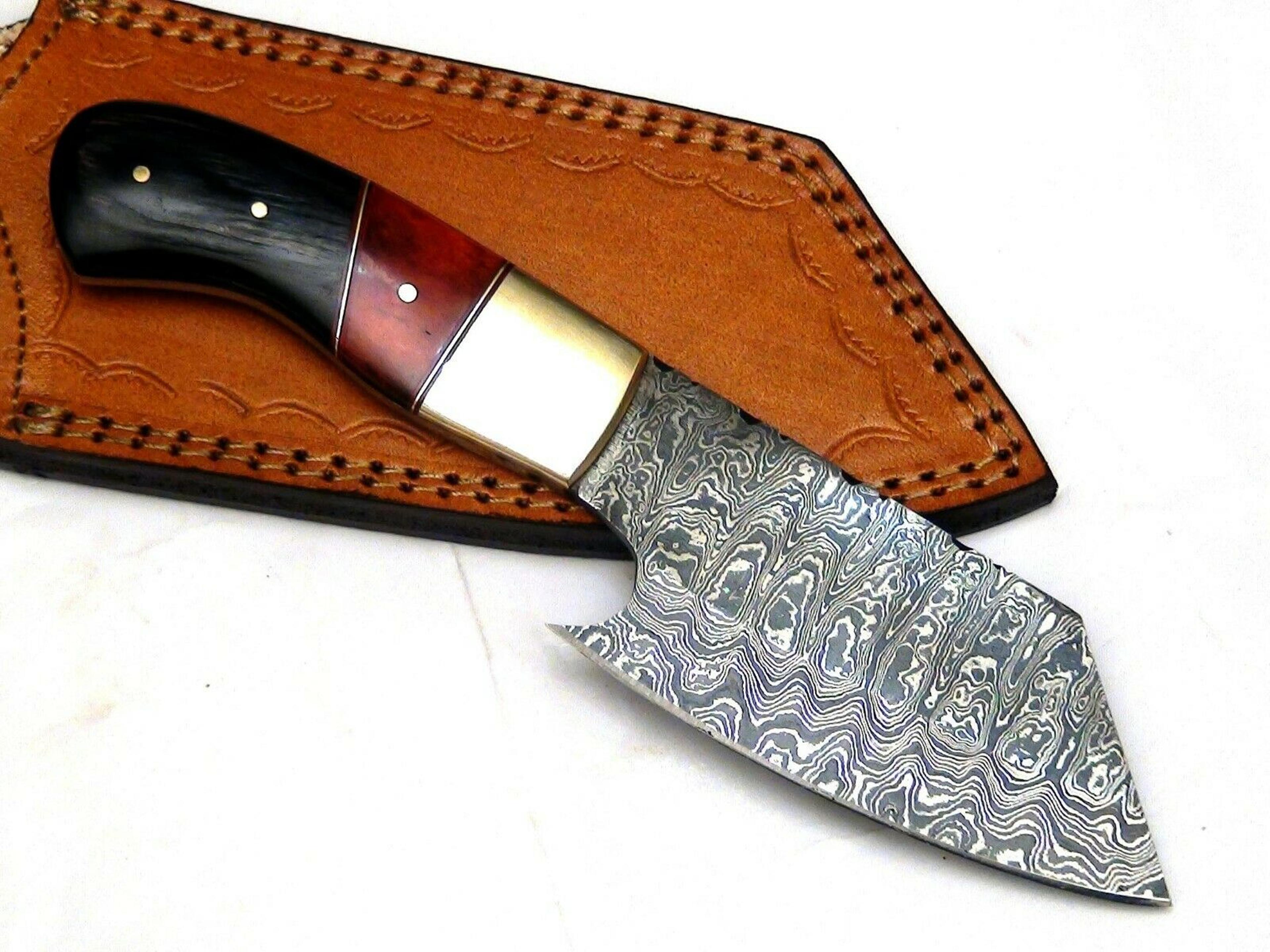 beautifull damascus hunting kinfe skinner knife fixed balde kinfe,