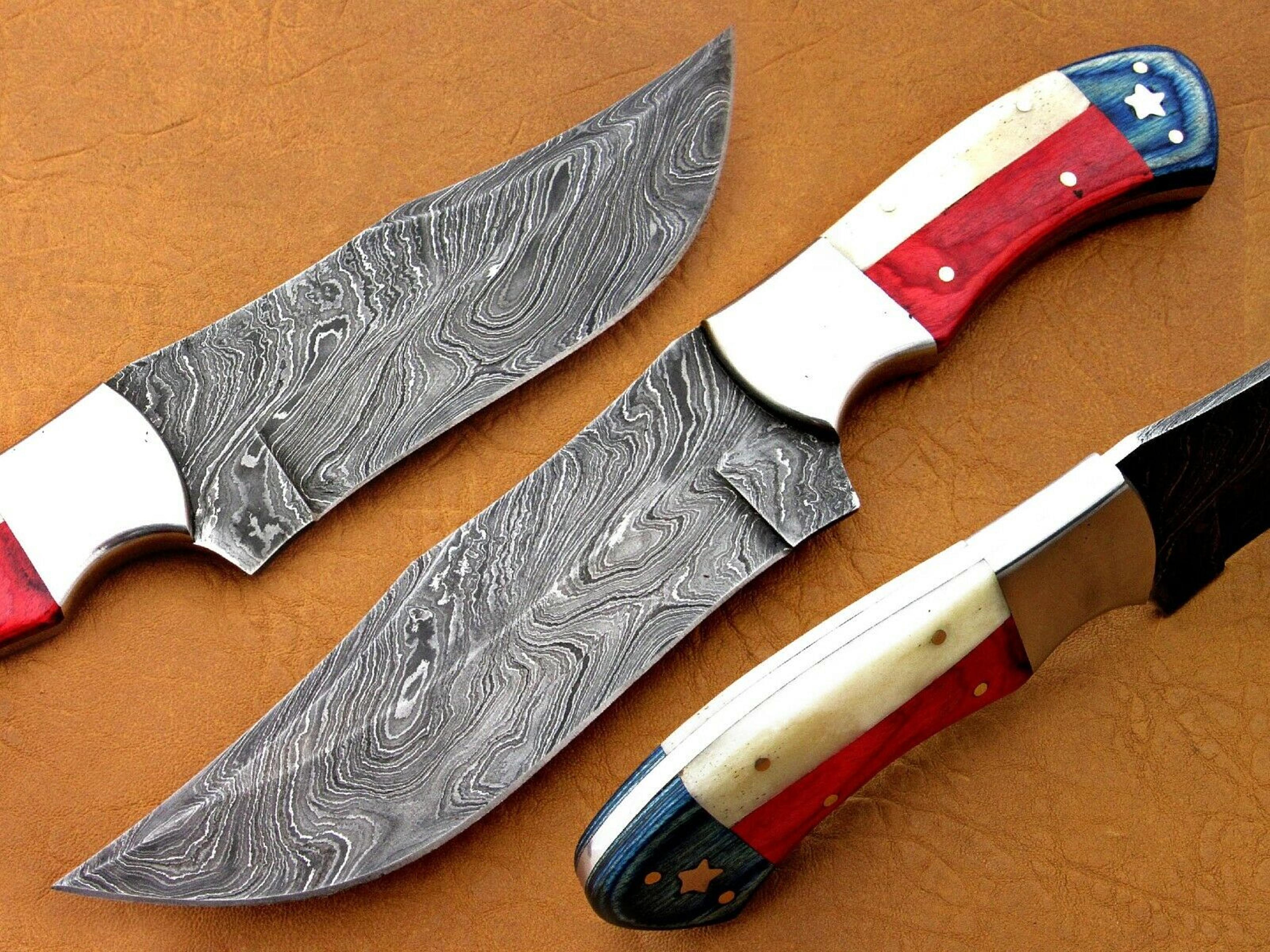 damascus hunting knife , hand made hunting knife ,damascus bolster knife,