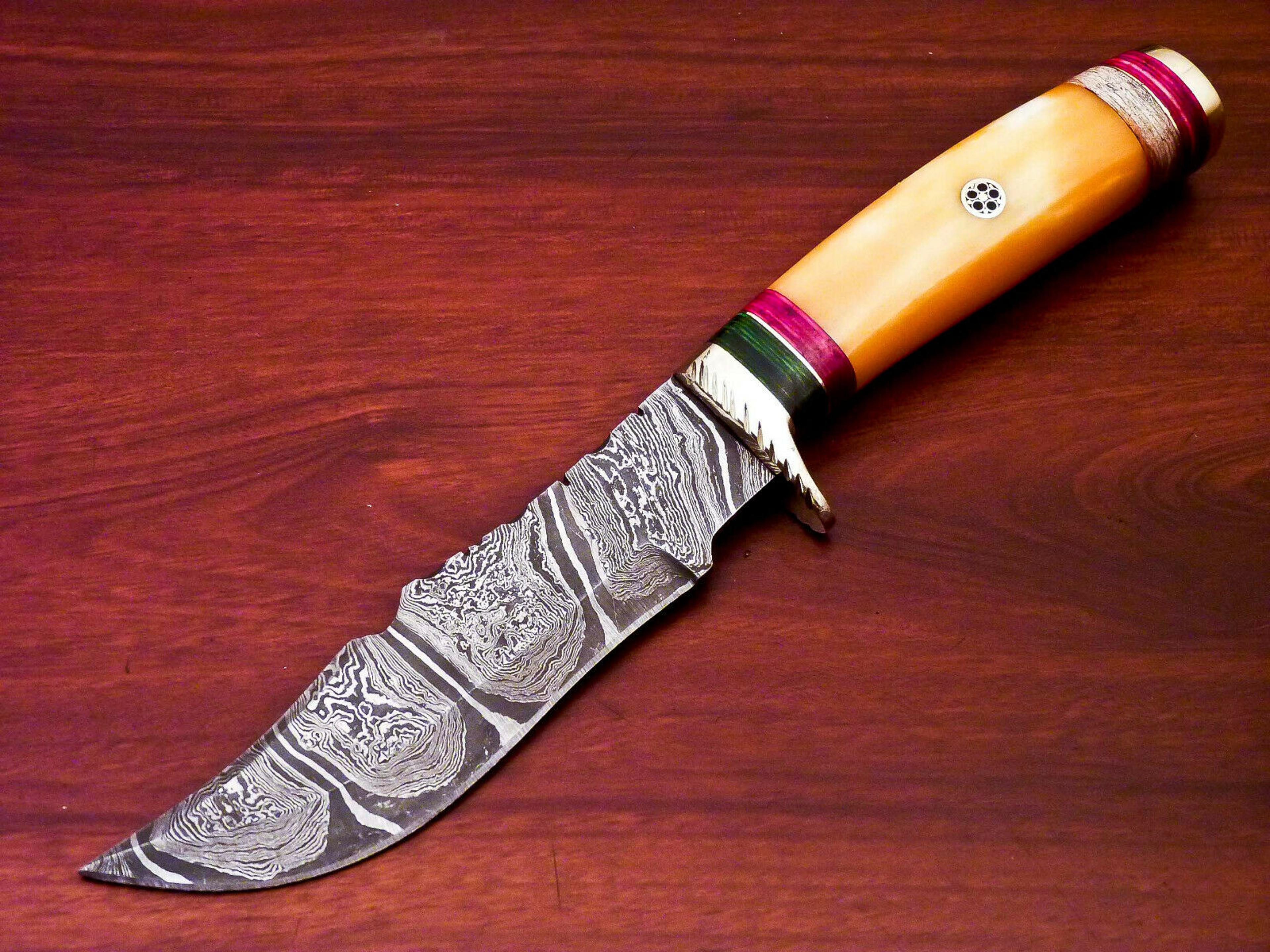 damascus hunting knife handmade knife fixed blade knife,