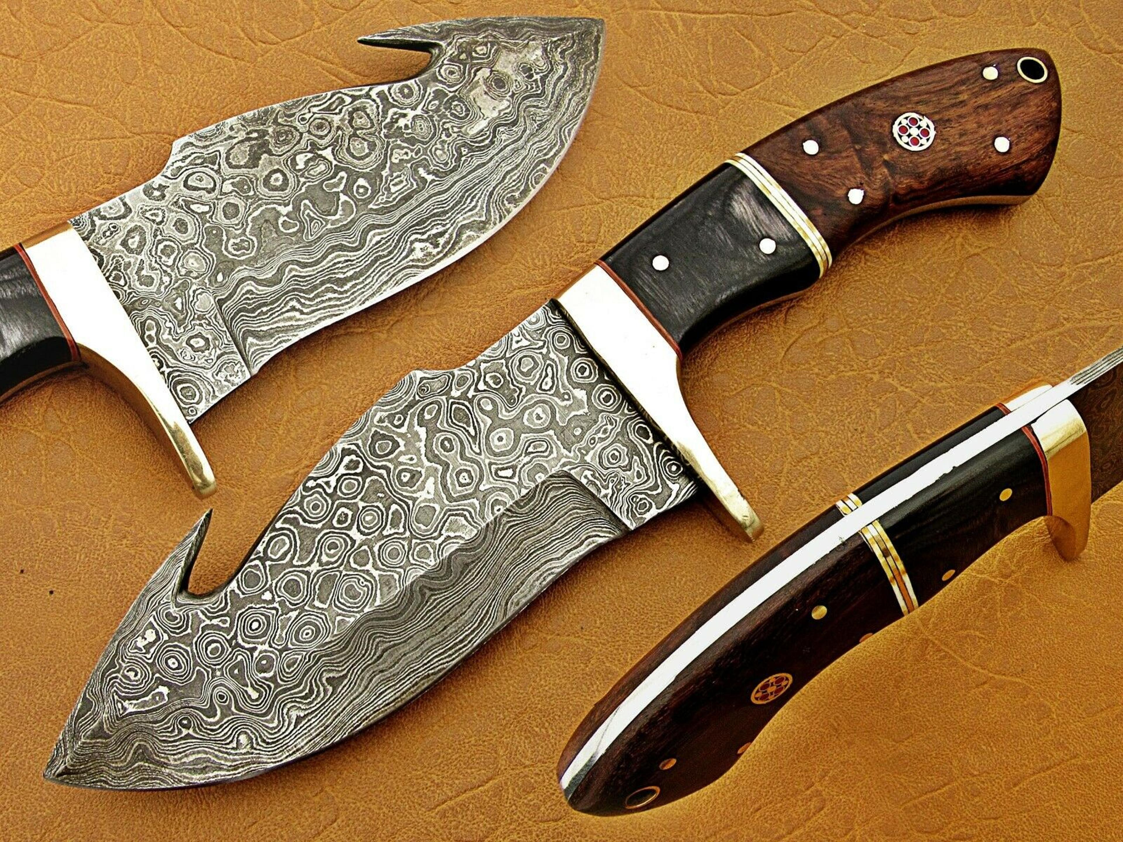 damascus hunting knife, fixed blade knife , skinner knife, hand made hunting knife,