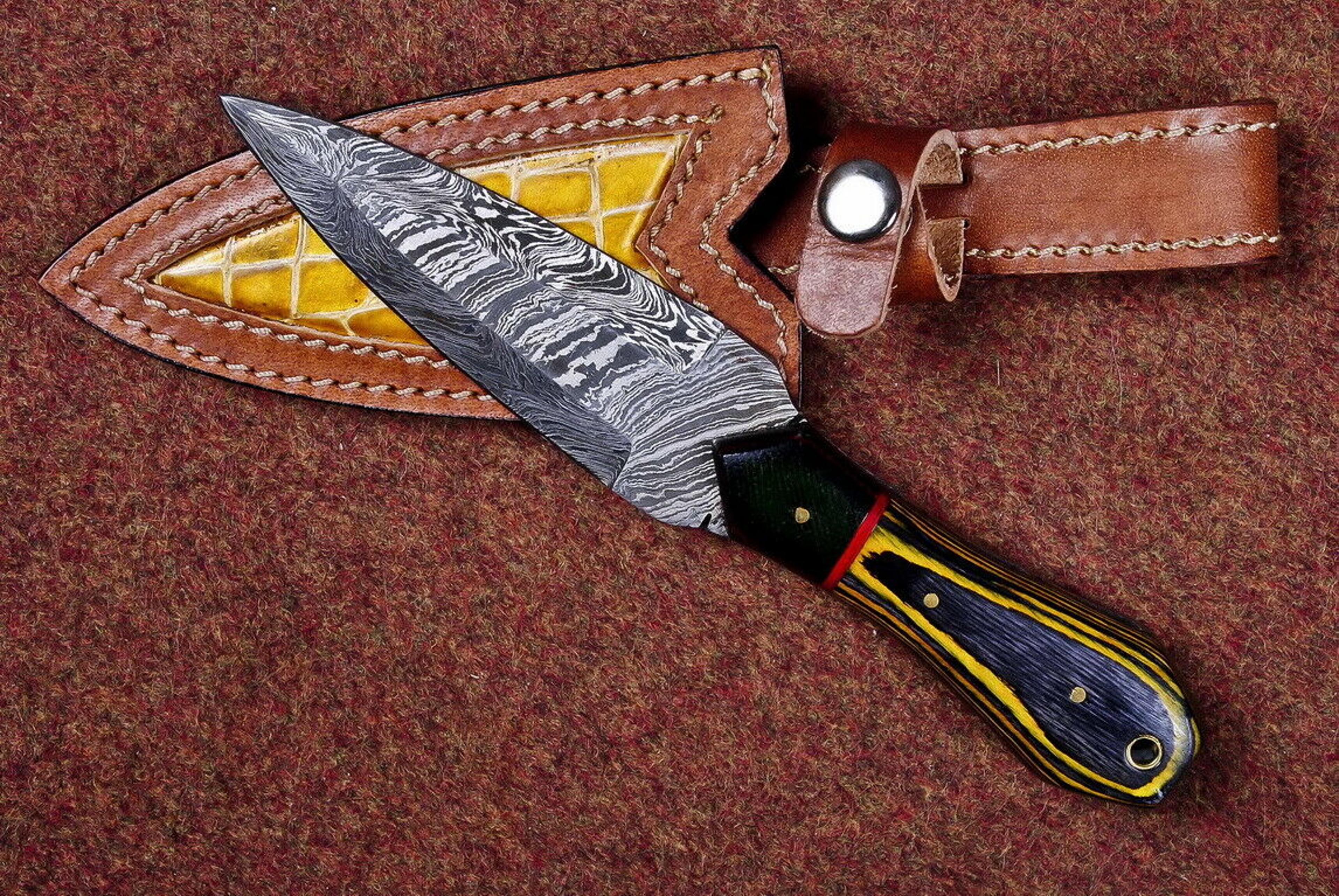 beautifull handmade damascus dagger double edge knife,