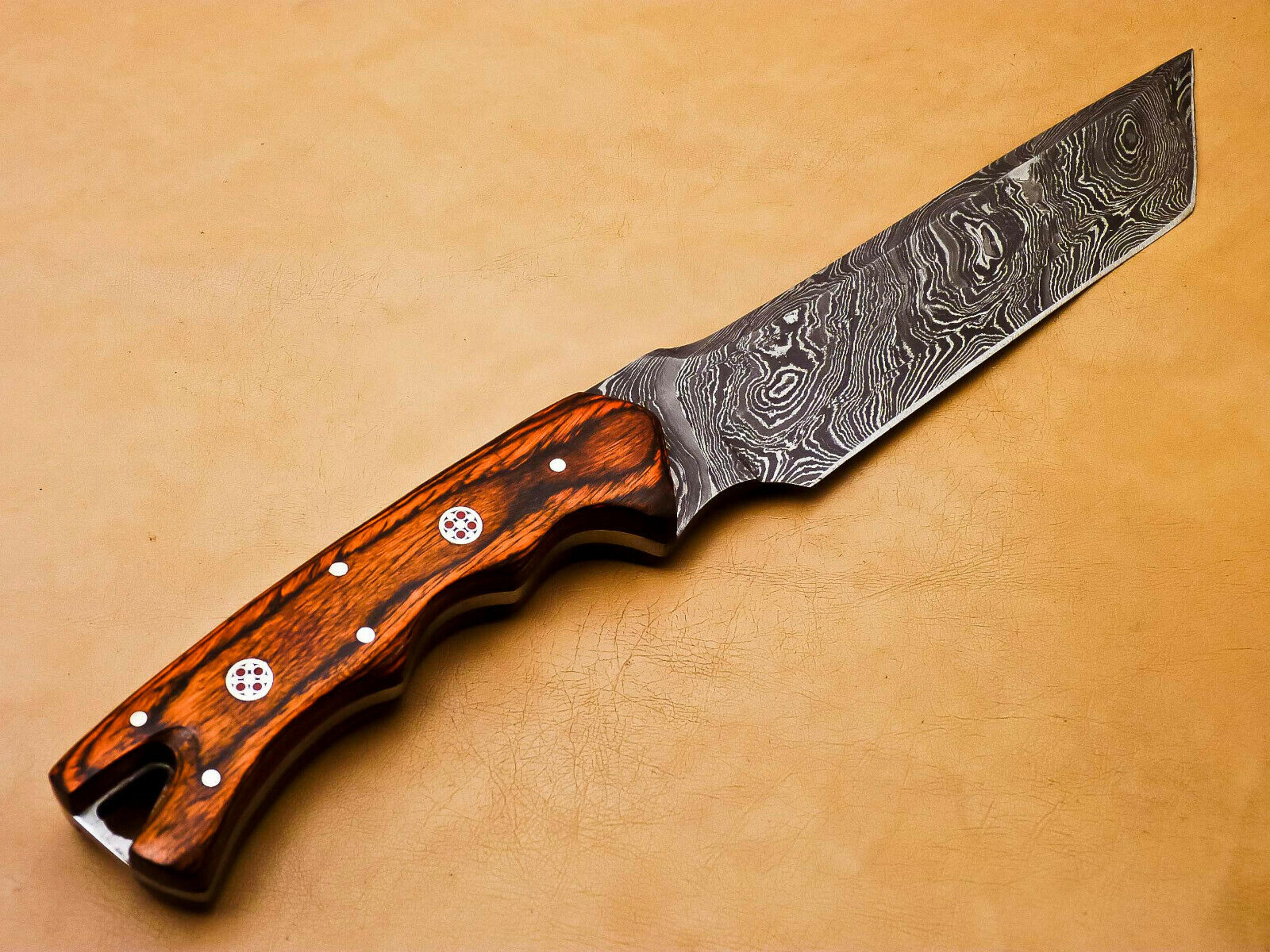custom hand made damascus steel bowie knife,