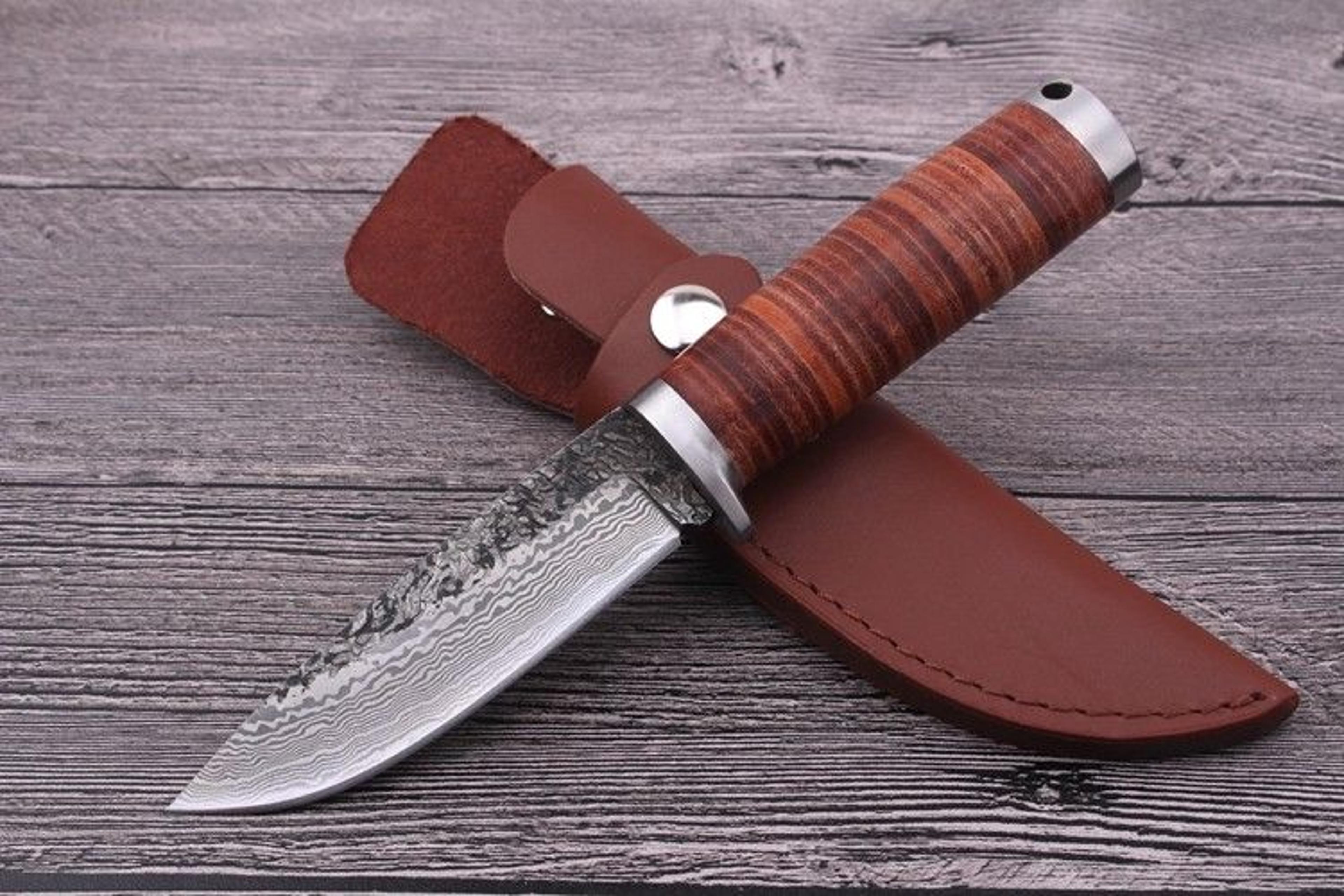 sharp fixed blade hunting knife handmade forged steel camping knife,
