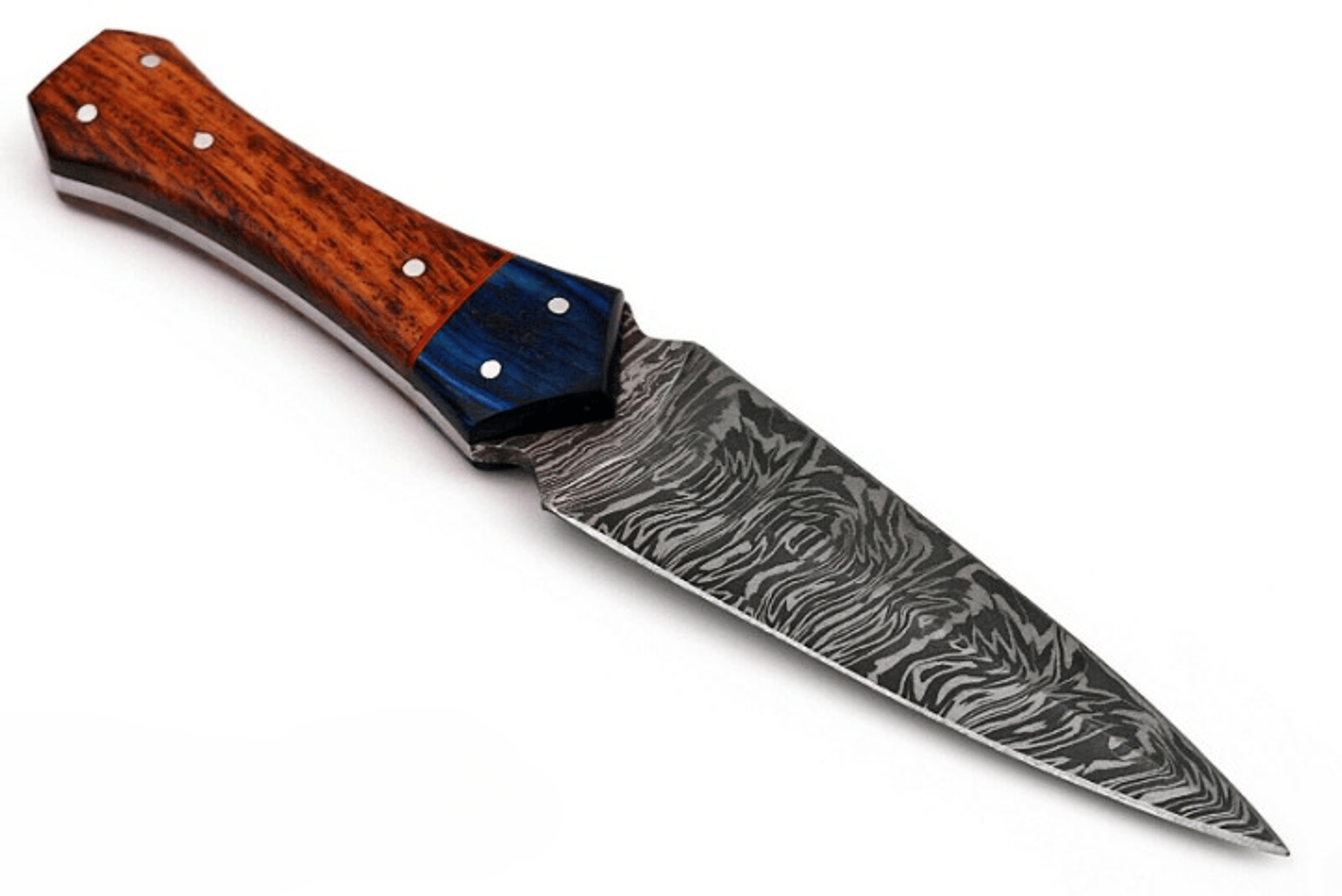 hand forged damascus steel knife wood handle,