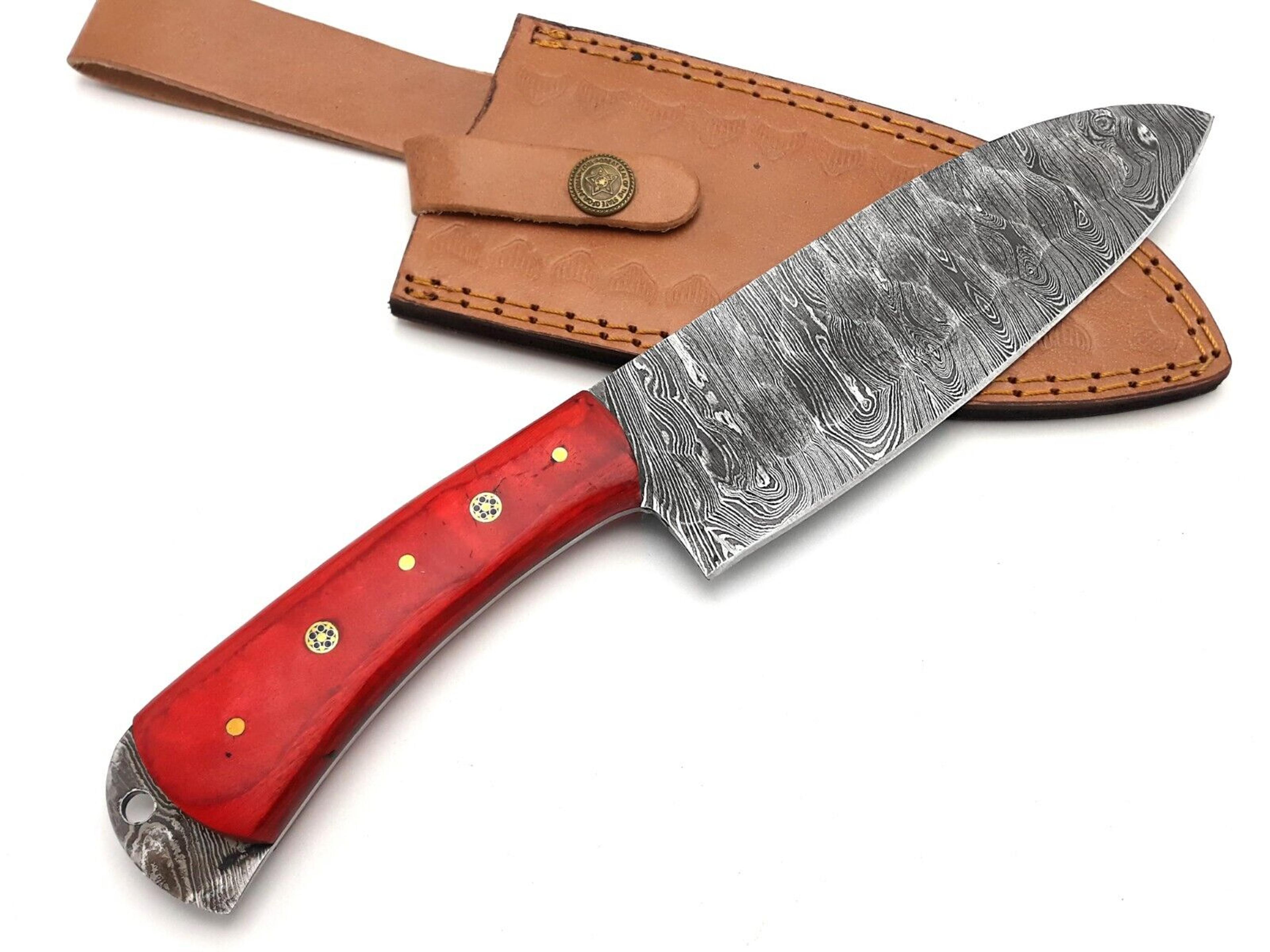 beautifull handmade forged damascus steel kitchen chef knife fixed blade knife,