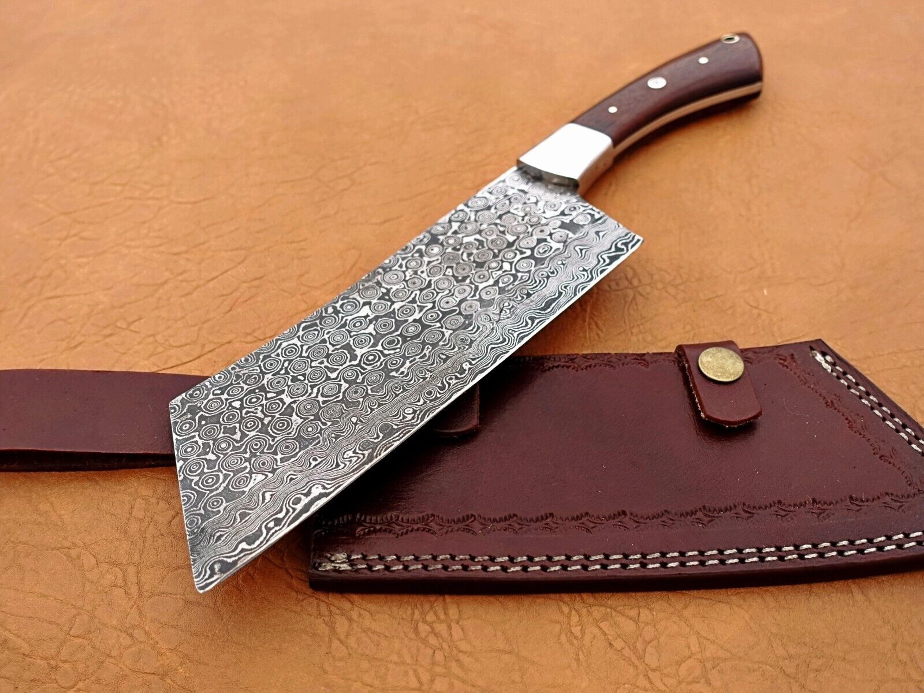 custom handmade damascus steel heavy duty meat cleaver knife,