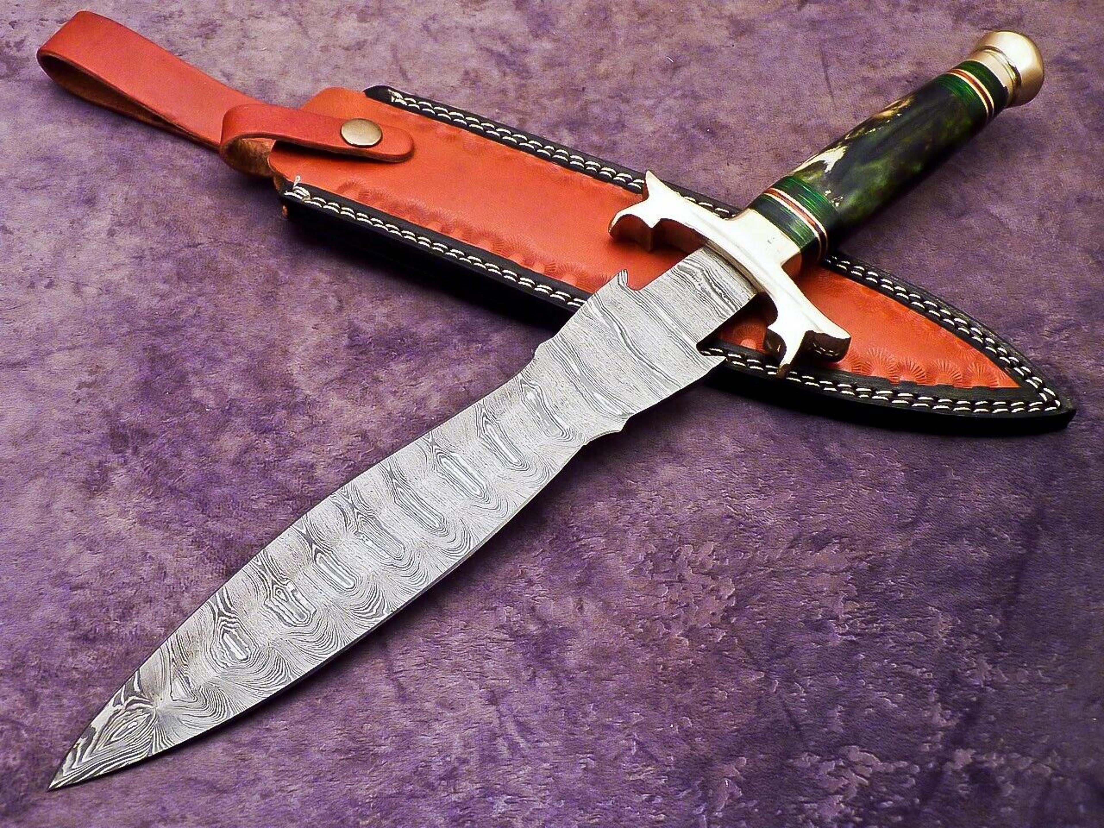 superb custom hand forged damascus dagger hunting knife fixed blade knife,