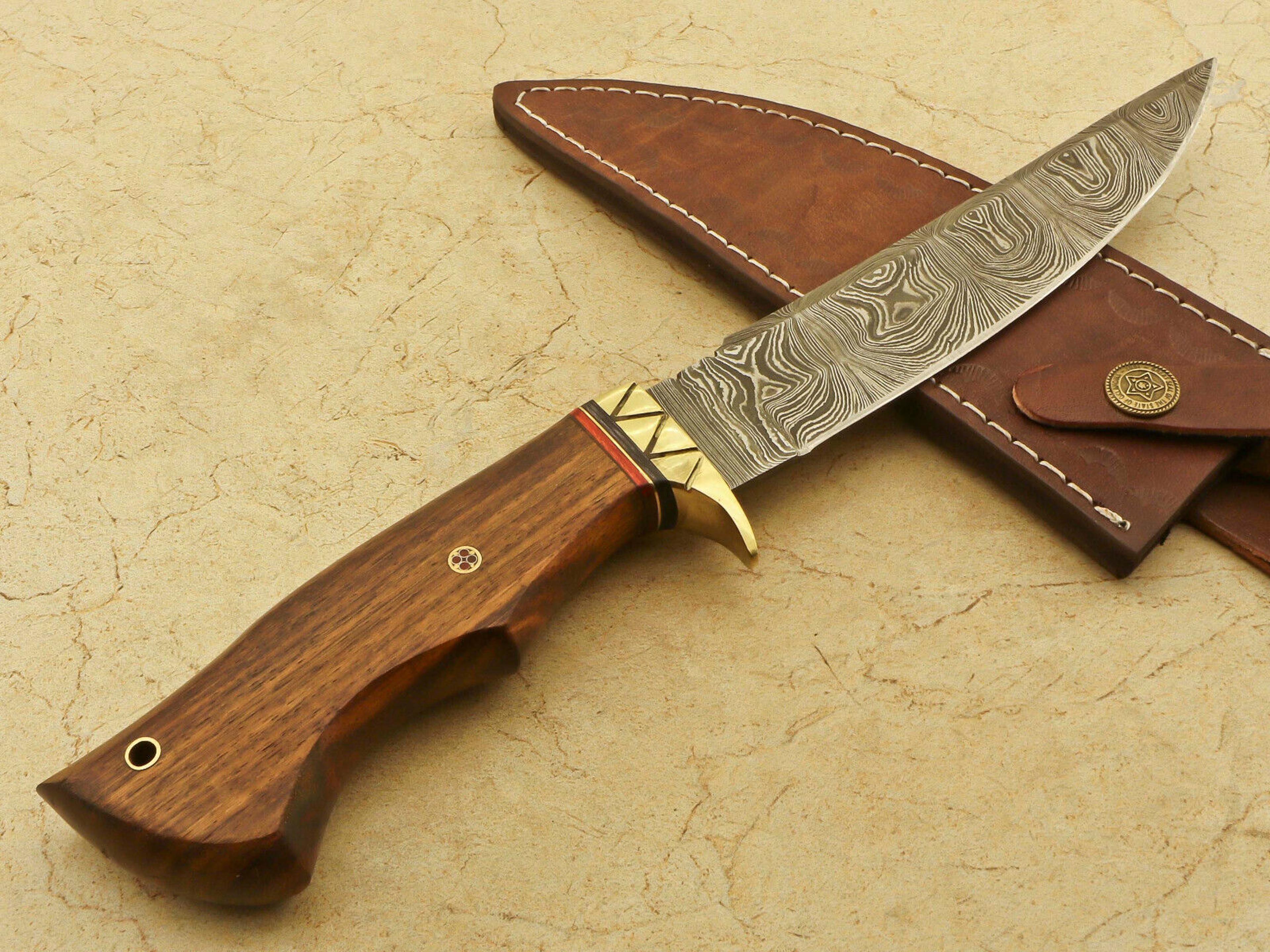 custom handmade damascus steel bowie knife fixed blade knife,