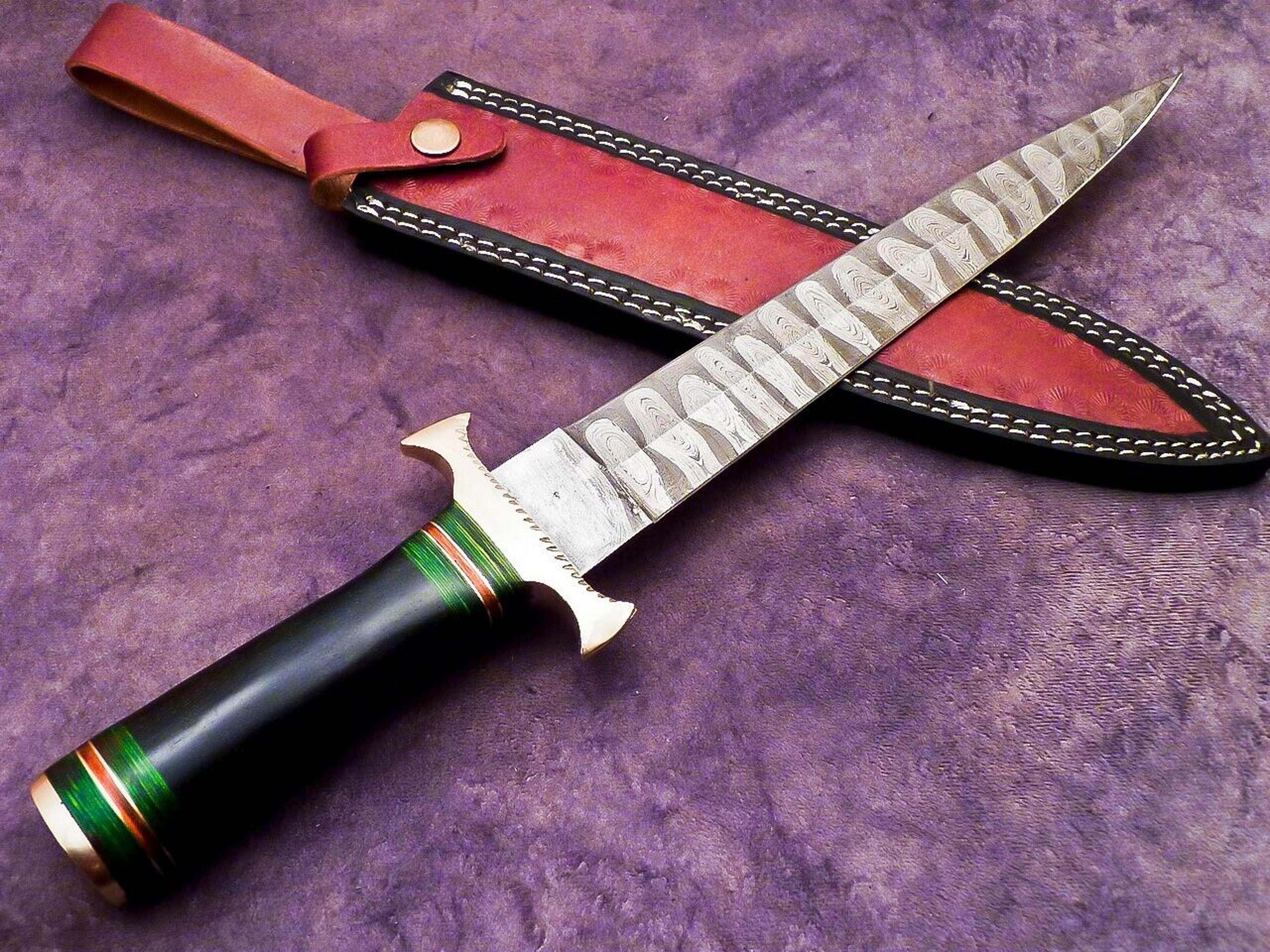 custom hand forged damascus steel blade hunting knife dagger knife fixed blade knife,