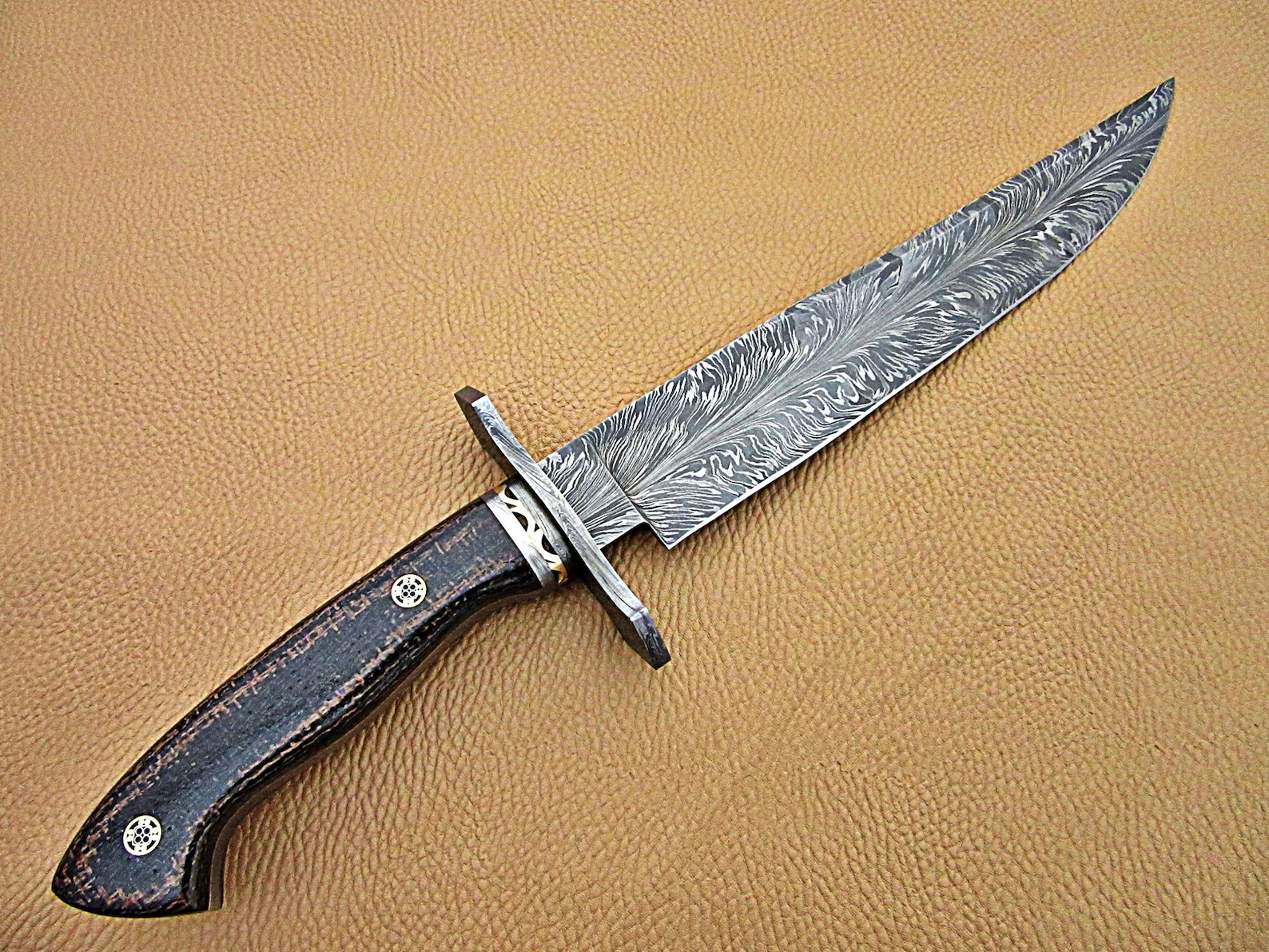 custom handmade damascus steel skinner knife fixed blade knife rose wood handle
