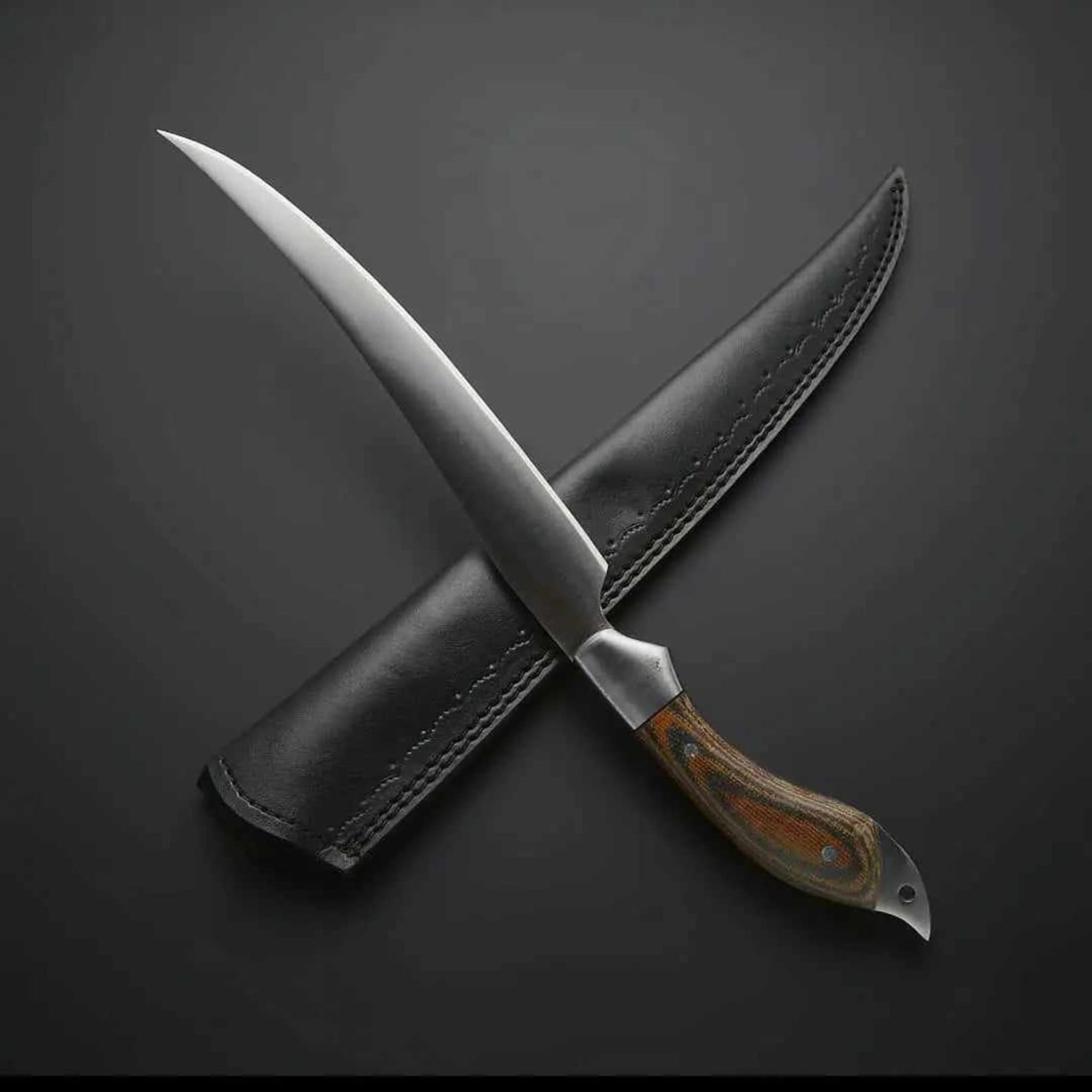 handmade fillet fishing knife with stainless steel flexible blade & micarta handle | perfect for fishing, fish cleaning,