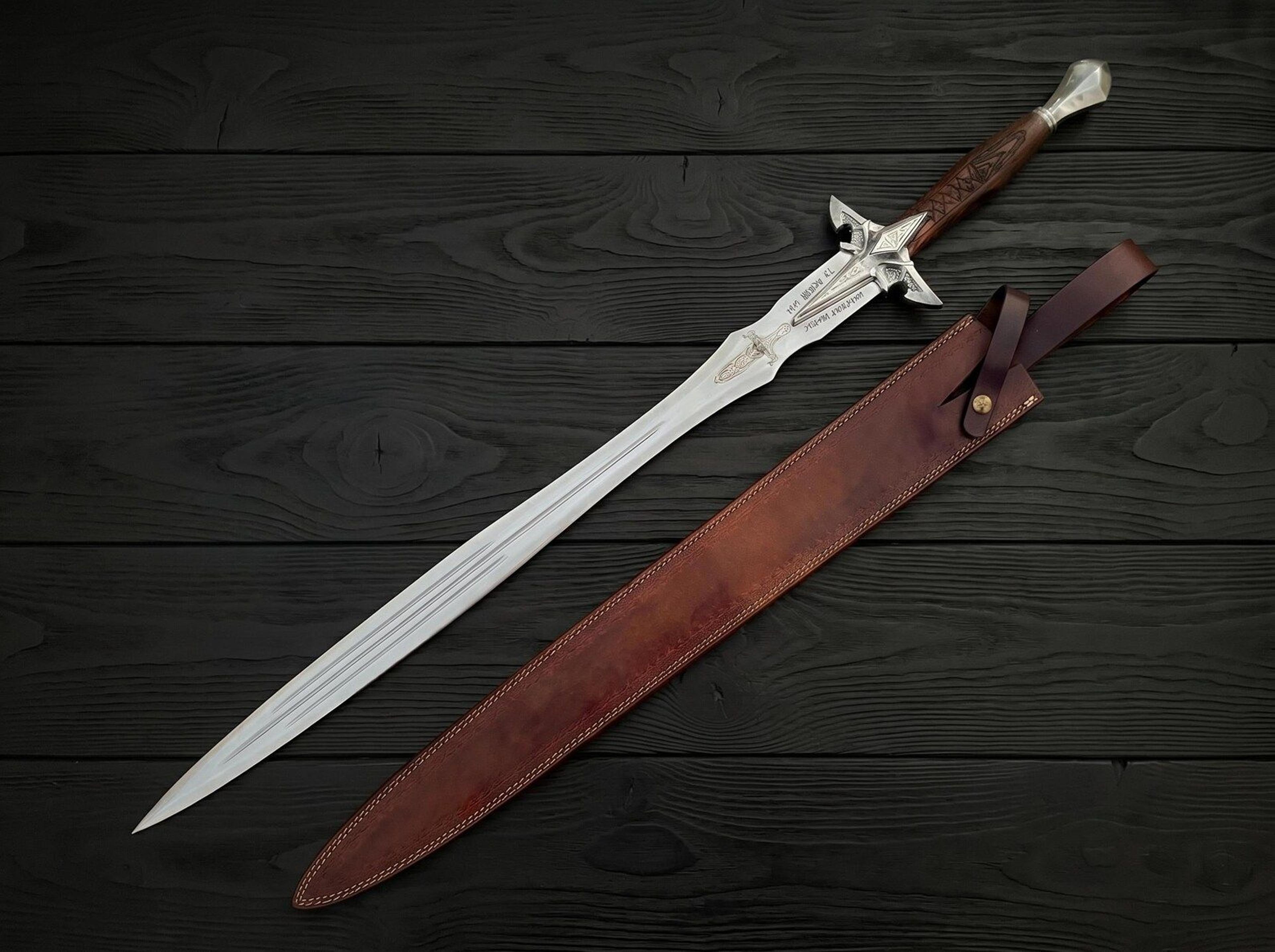 medieval knight long sword with stainless steel blade – premium fantasy display sword for collectors & cosplay