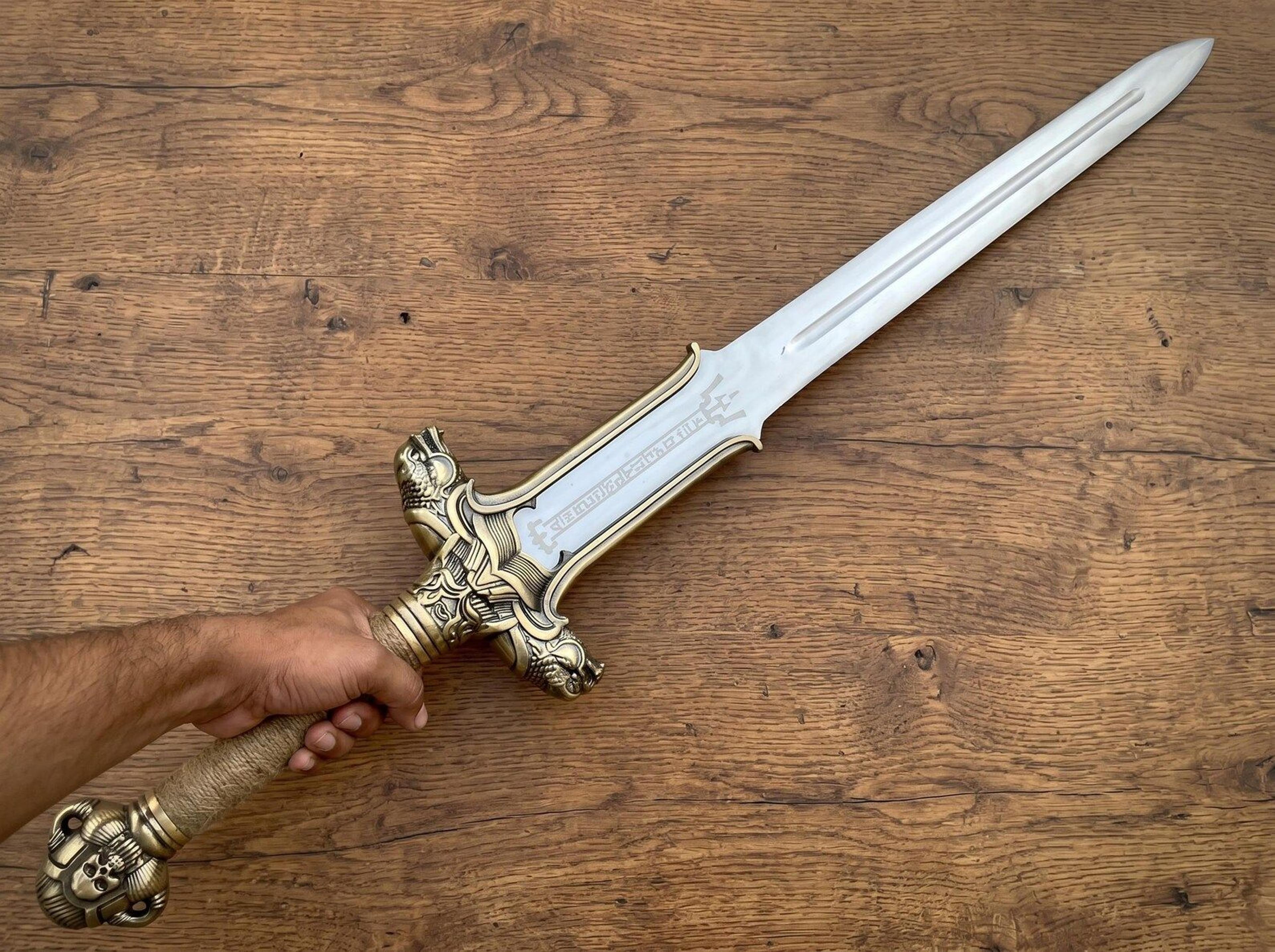 handmade stainless steel medieval fantasy sword – viking inspired display sword with ornate guardian hilt