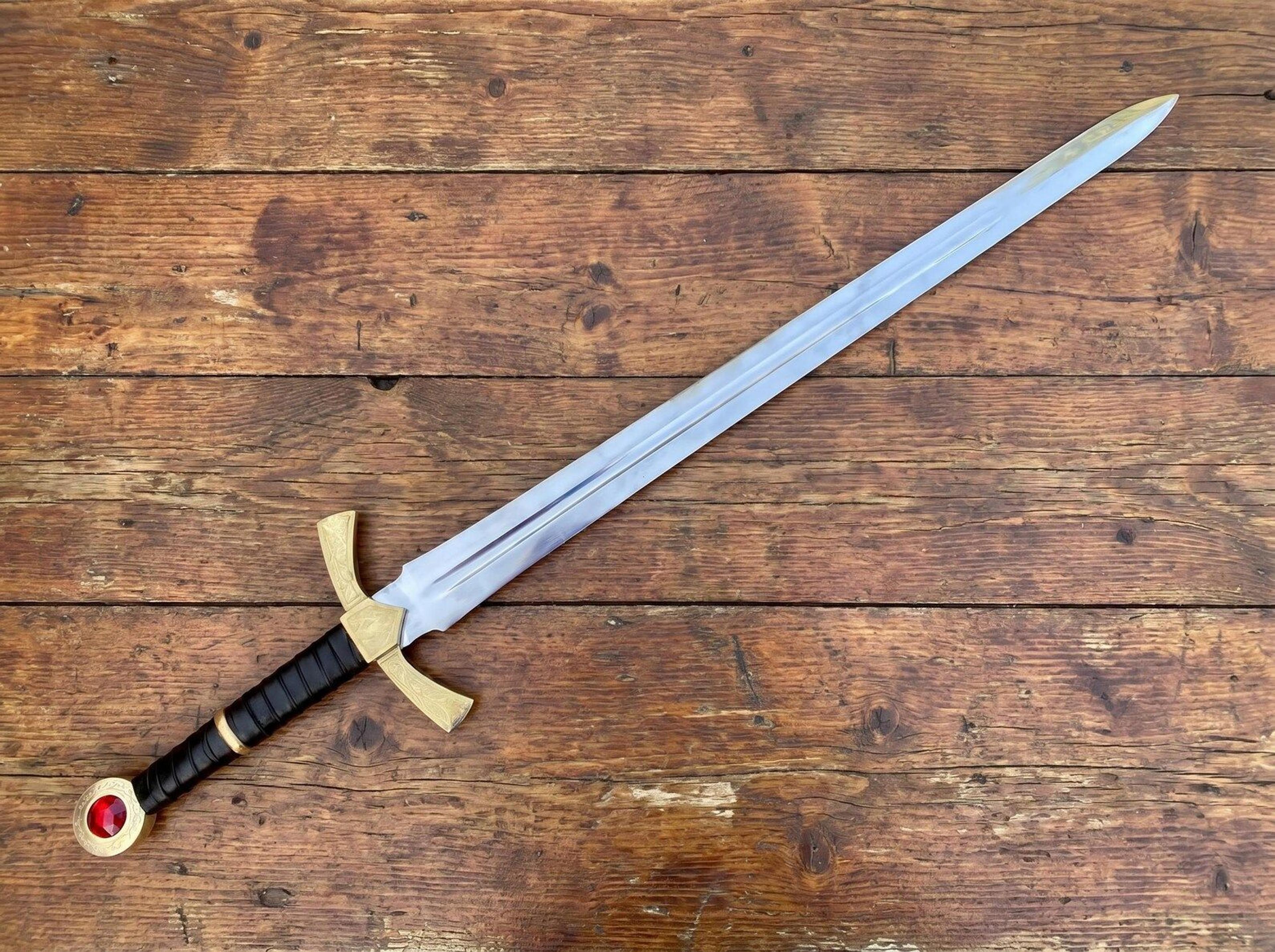 handmade medieval knight longsword with stainless steel blade – fantasy display sword for collectors & cosplay