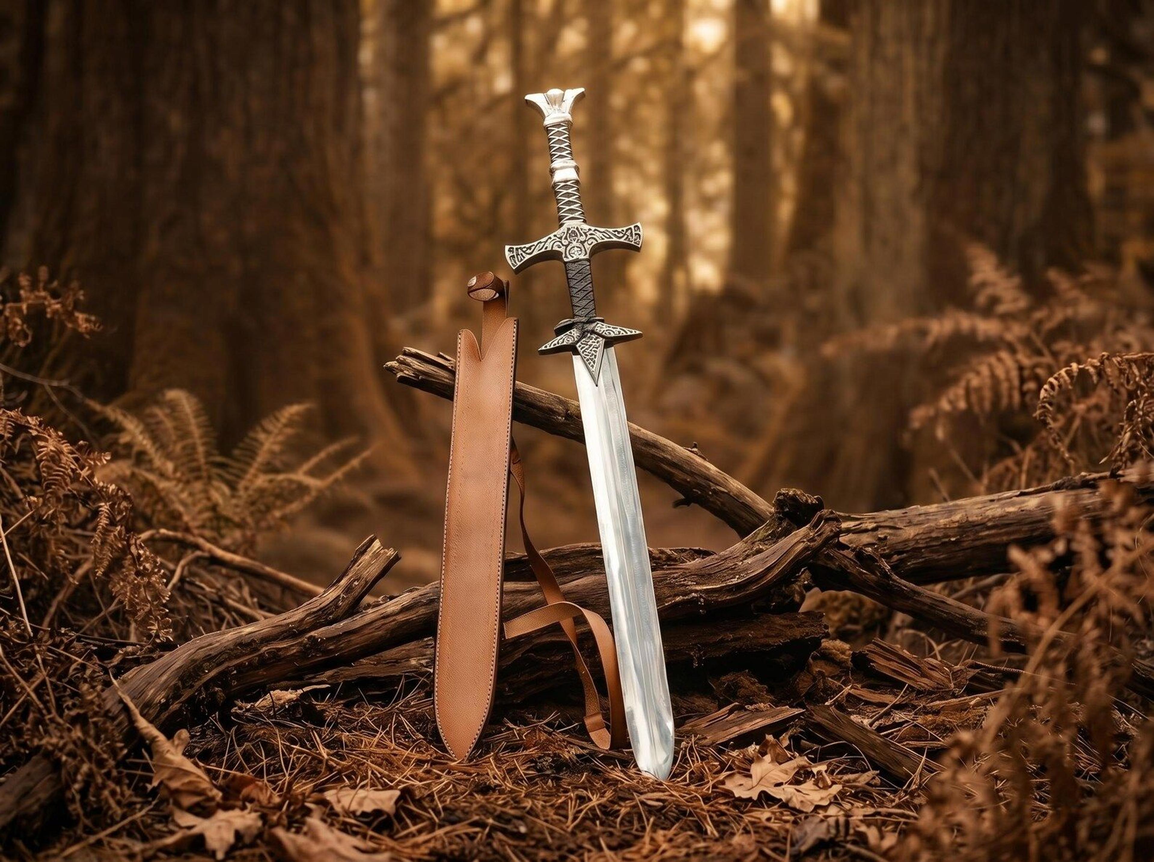handmade medieval fantasy longsword with engraved crossguard – stainless steel display sword for collectors & cosplay