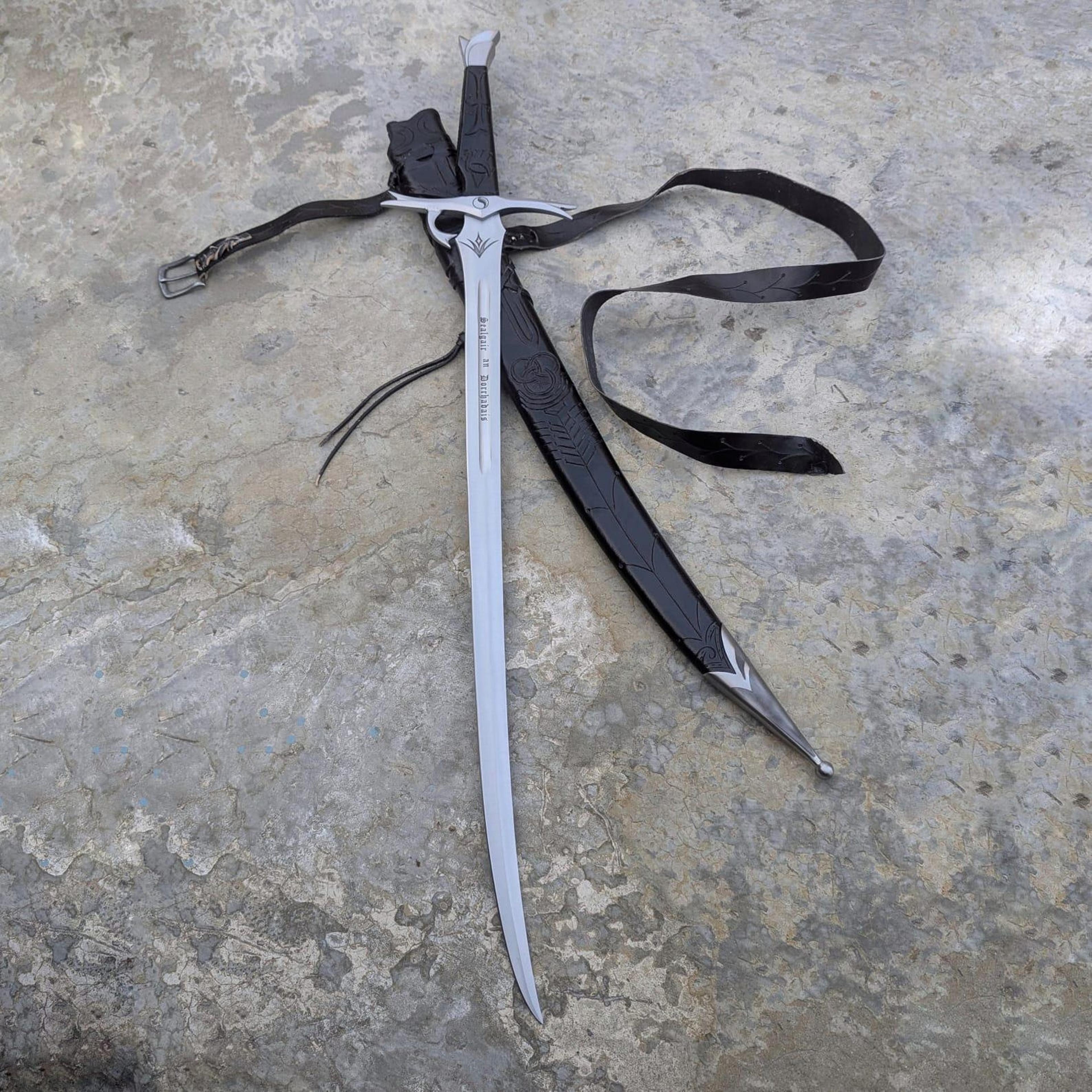 50" gothic blackblade sword, dark warrior long sword with shoulder scabbard, shadow knight cosplay & wall decor