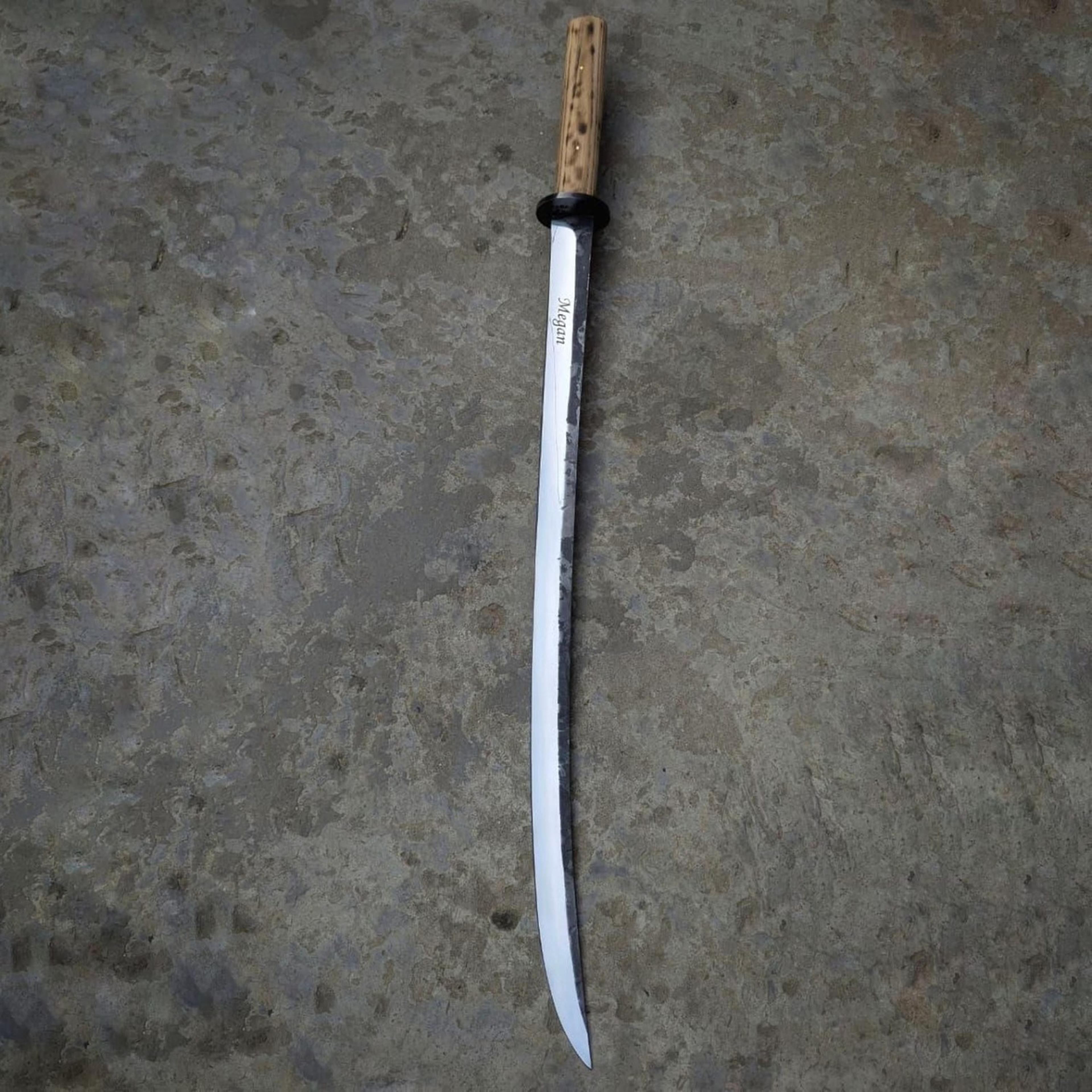 eastern cavalry sword 42" – slender curved blade with hardwood grip and minimal guard