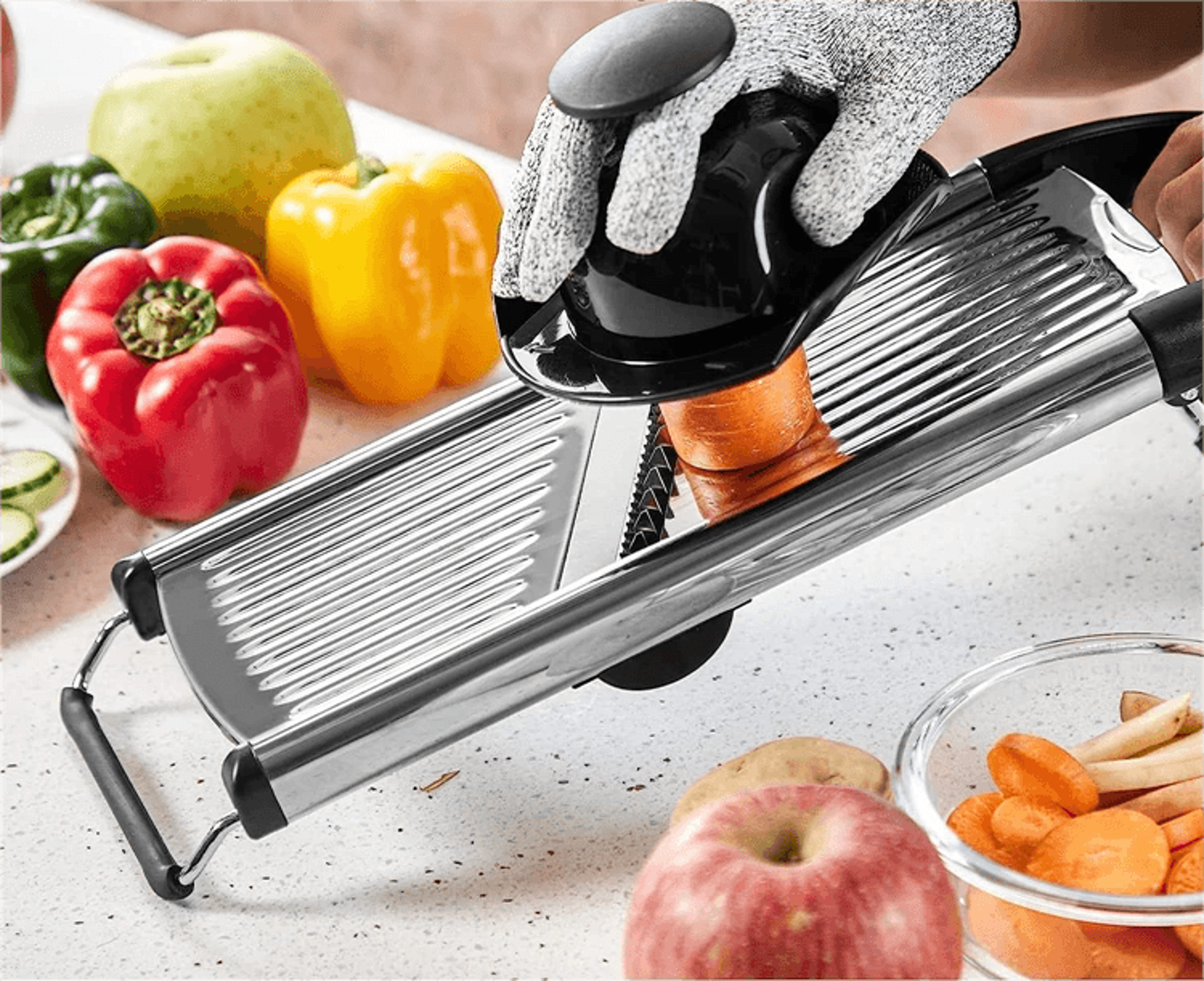 adjustable mandoline, stainless steel vegetable slicer chopper, cutter for potato tomato onion carrot kitchen prep tool