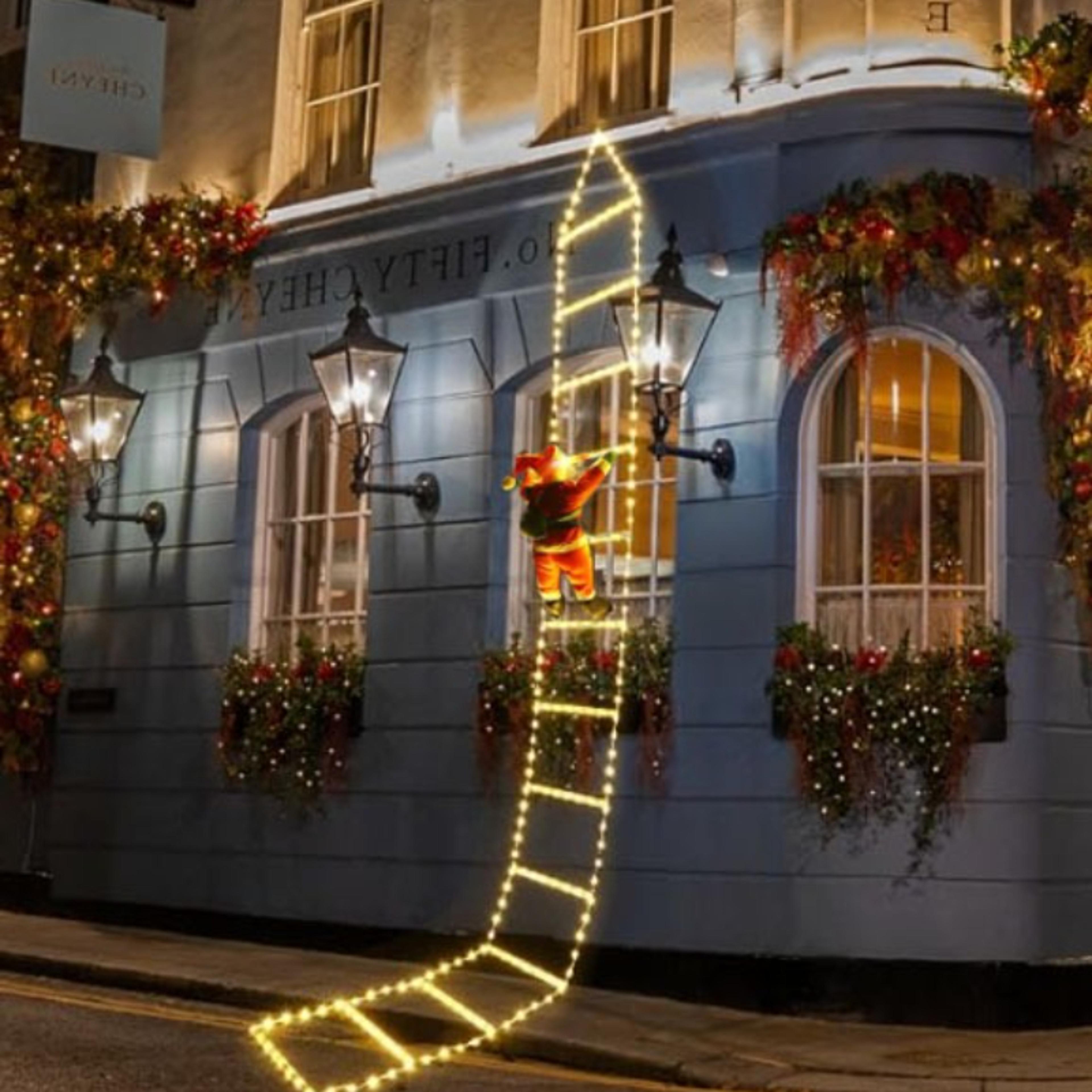 christmas decoration led santa claus climbing ladder light, flashing modes for xmas tree, best home wall window decor