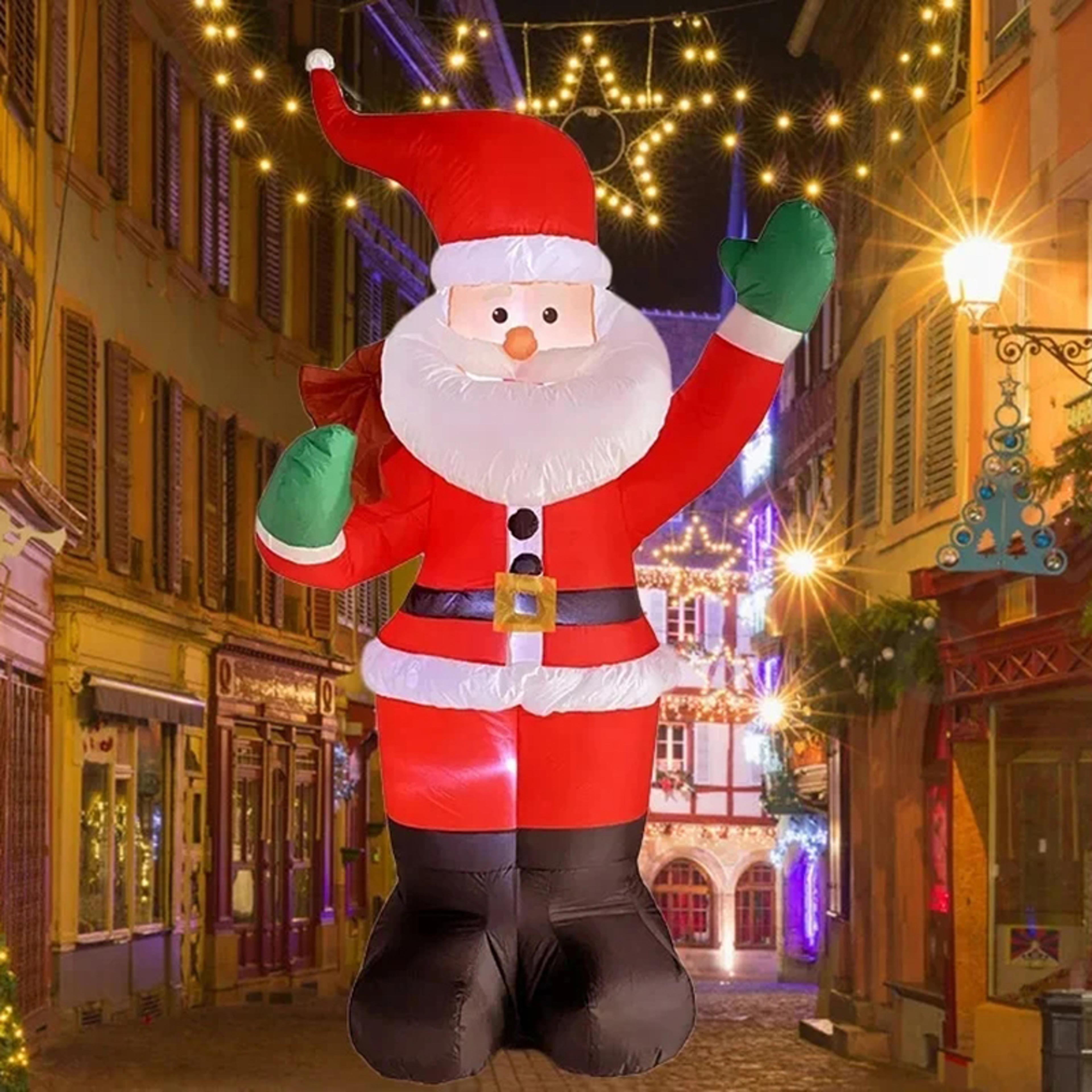 backpack santa claus christmas decoration inflatable toys led light, indoor outdoor decor holiday gift inflatable model