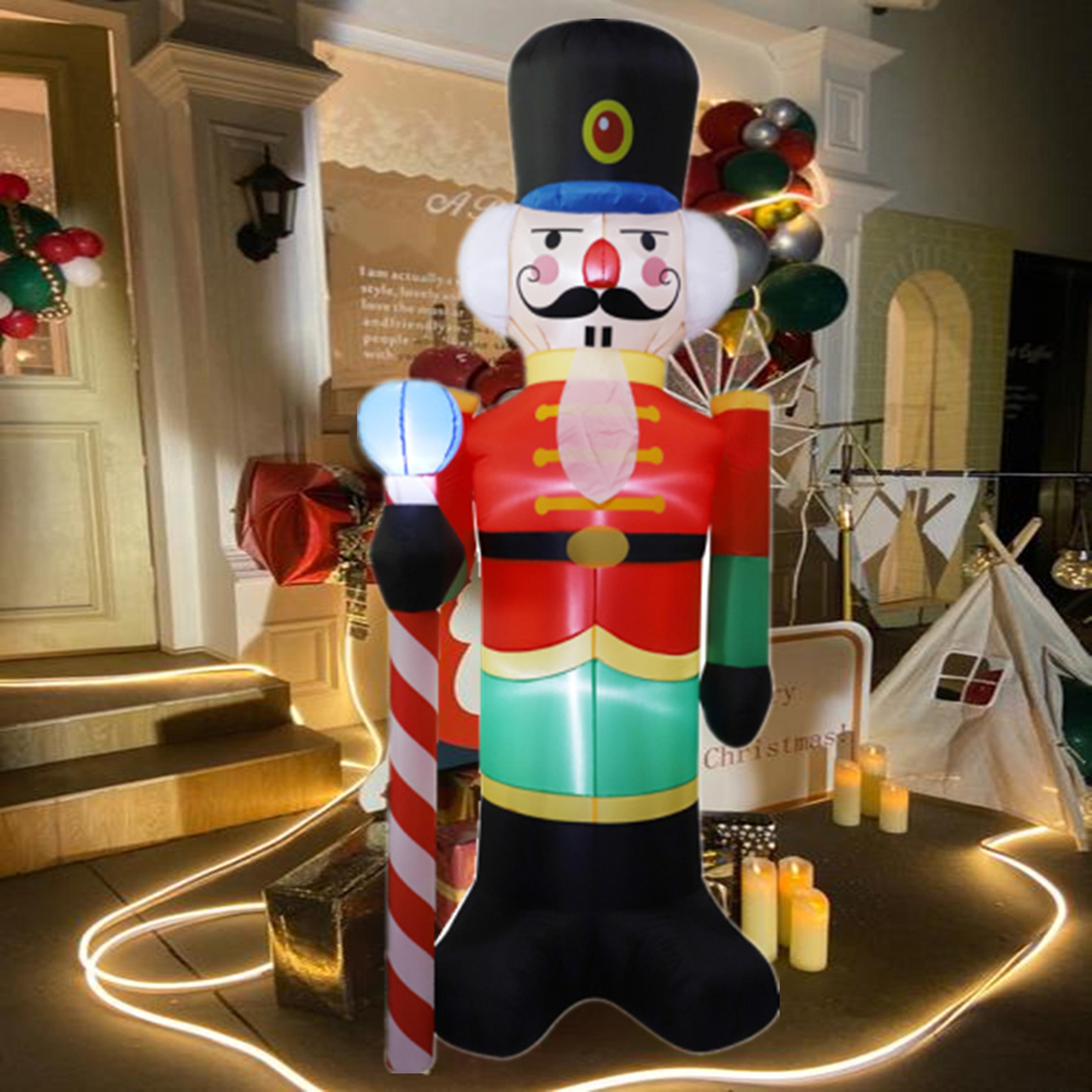 inflatable nutcracker soldier built in led light, christmas decorations for indoor outdoor home yard garden decorations