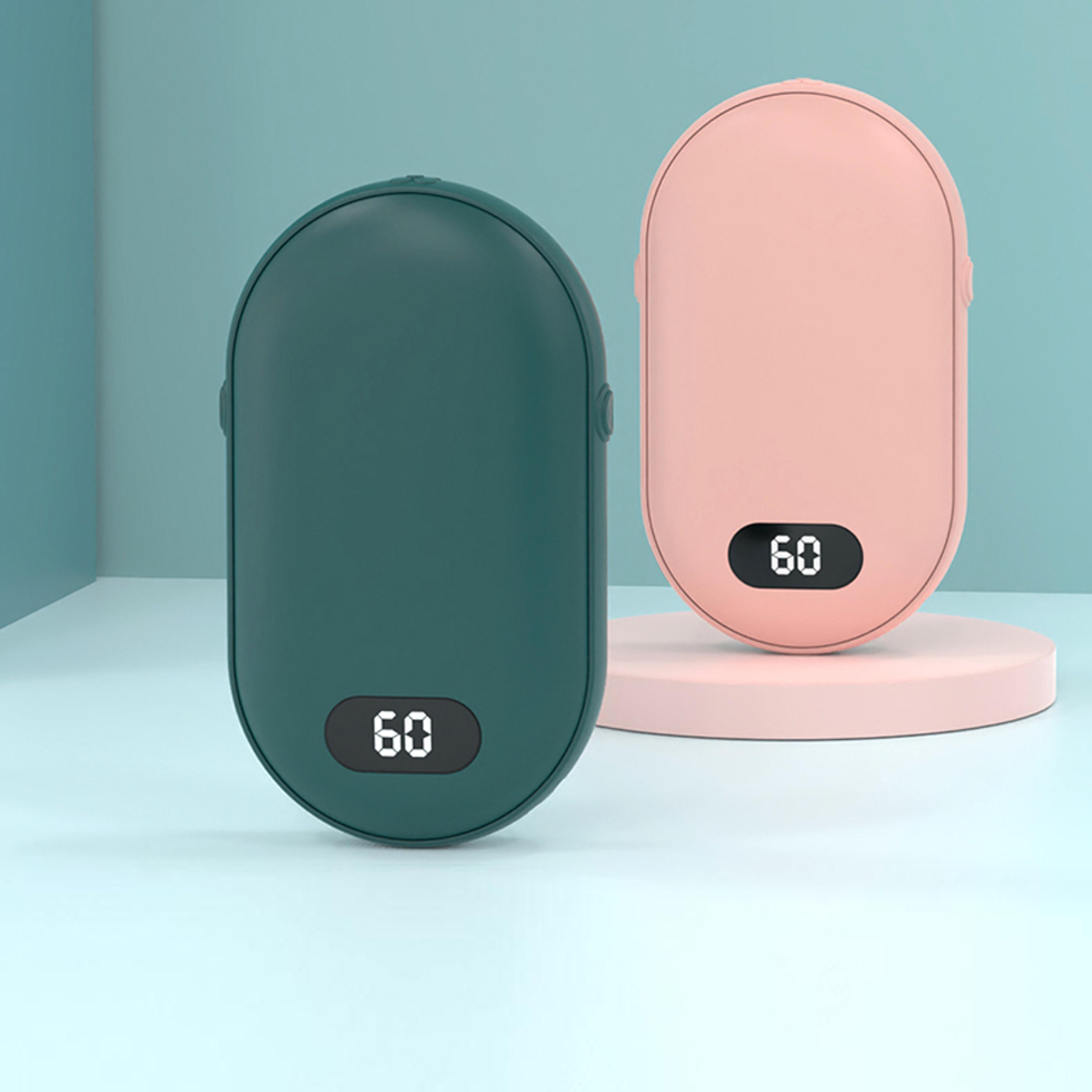 rechargeable pocket warmer, double-sided heating with two temperature settings, fast heat comfort for cold hands
