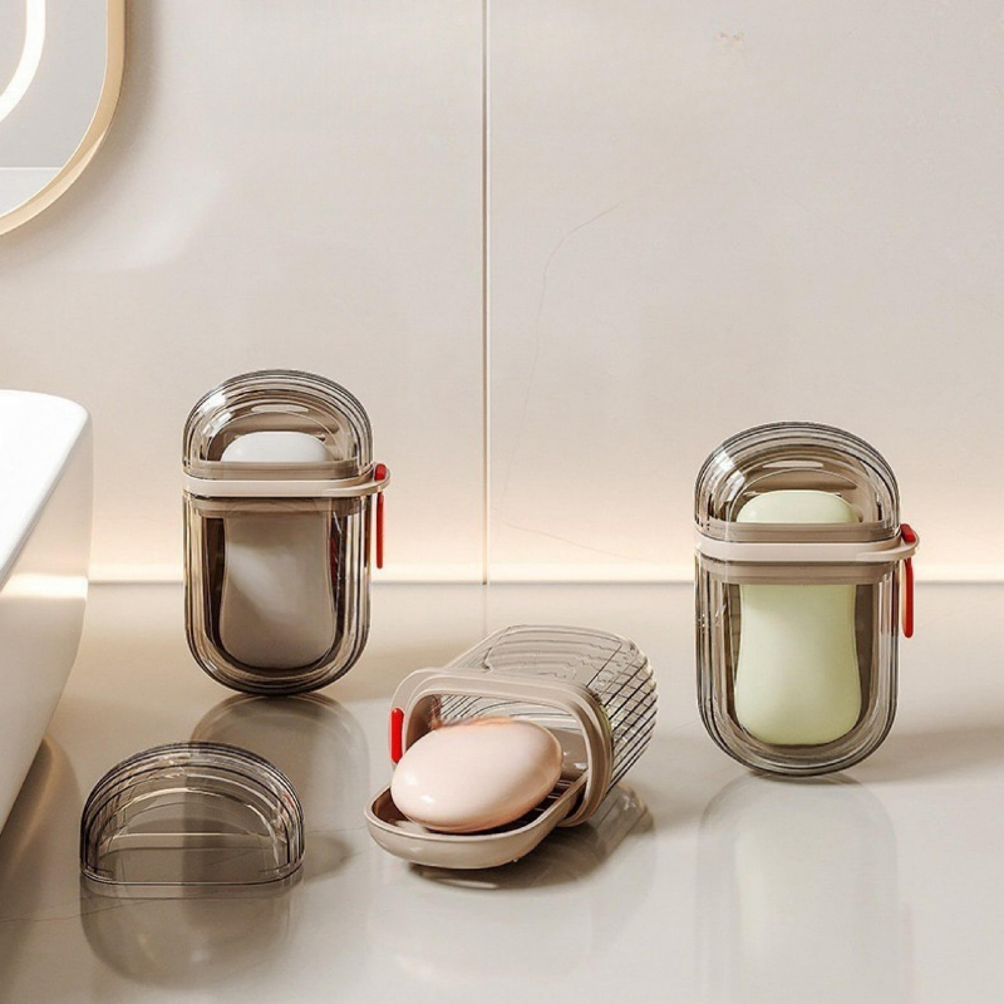 small soap case bathroom drain tray, travel portable soap box with lid sealed, soap container for camping and traveling