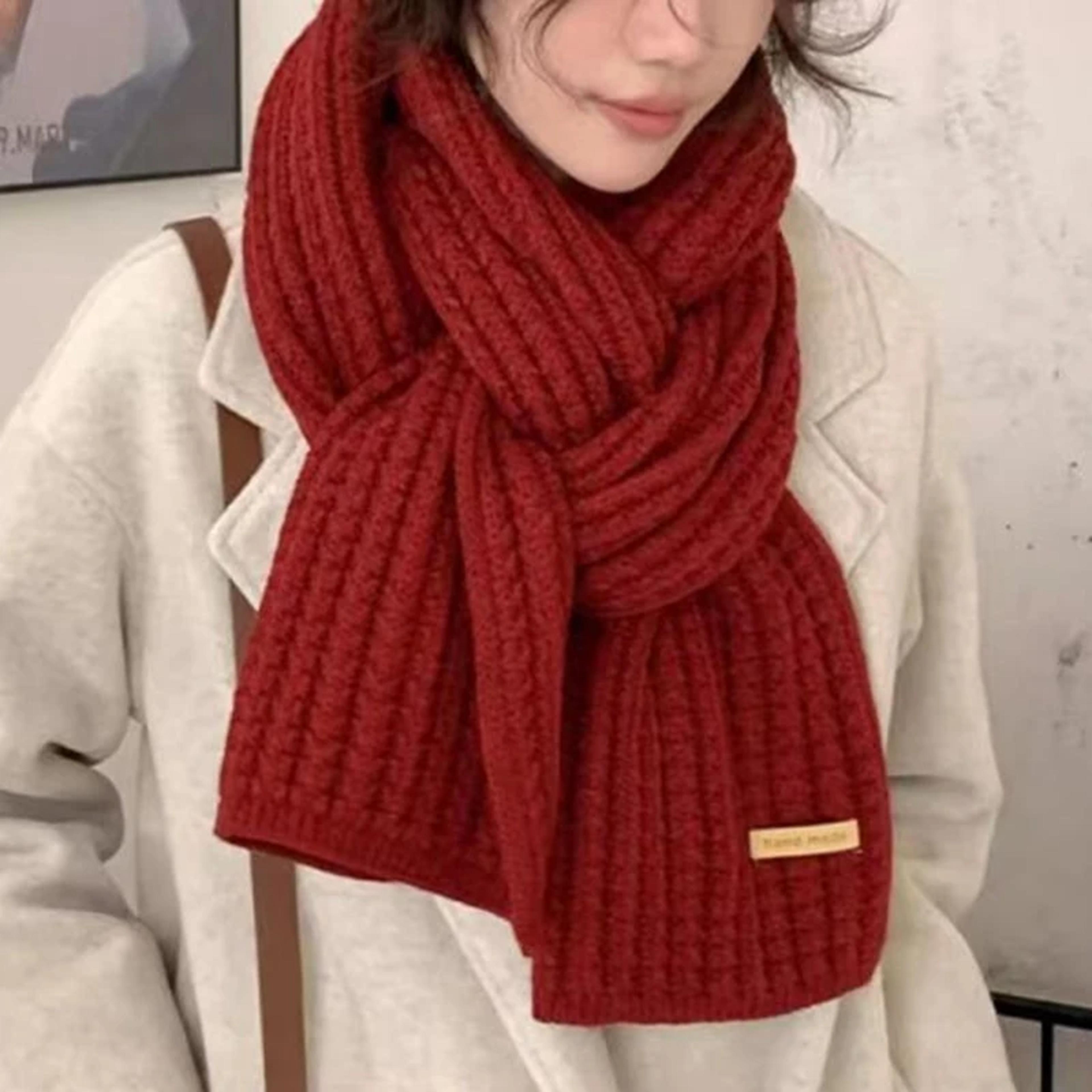 cashmere thick chunky knit scarf for winter warmth, long and warm, suitable for travel and office use, unisex design