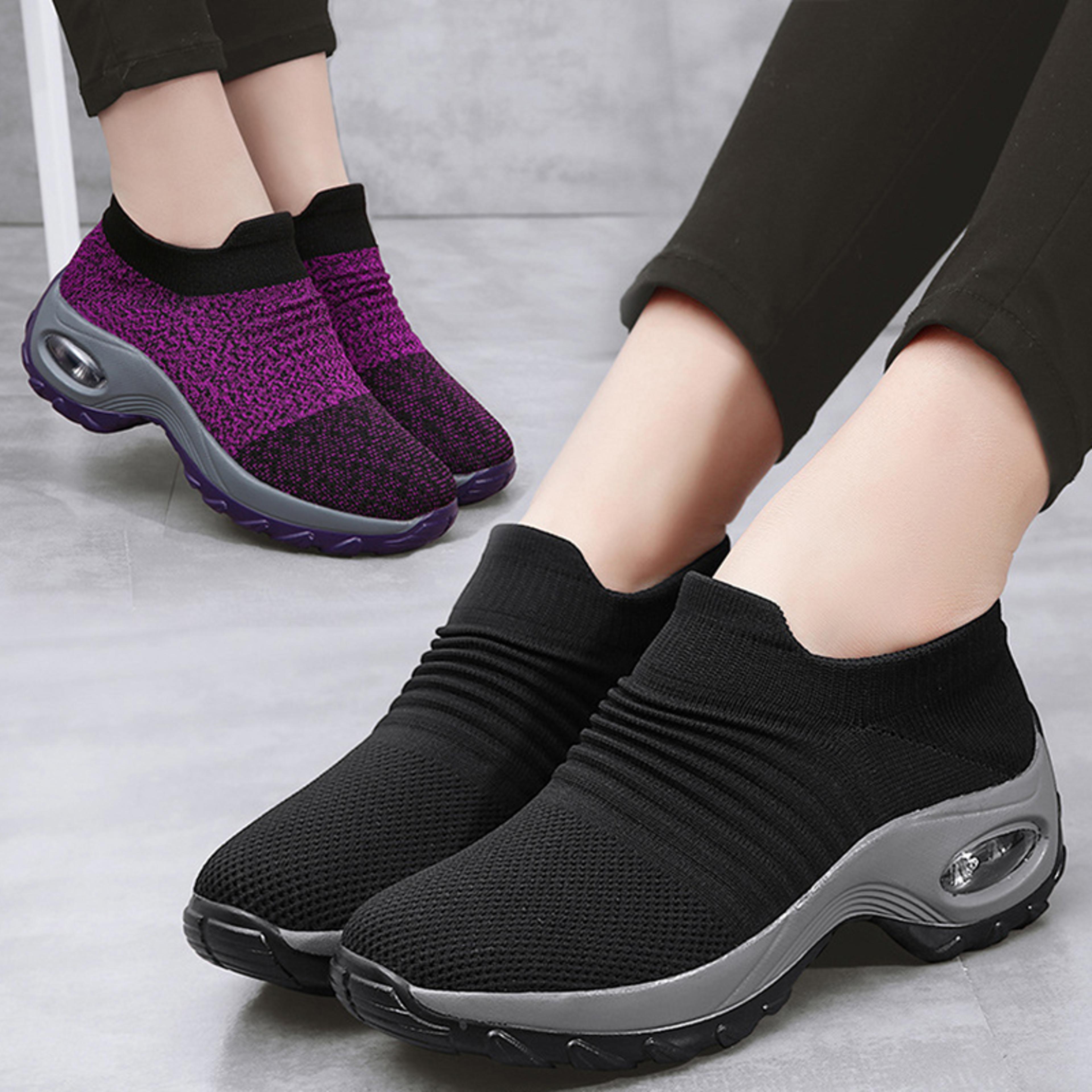 new women's casual sneakers, slip on platform trainers, fashionable ladies shoes