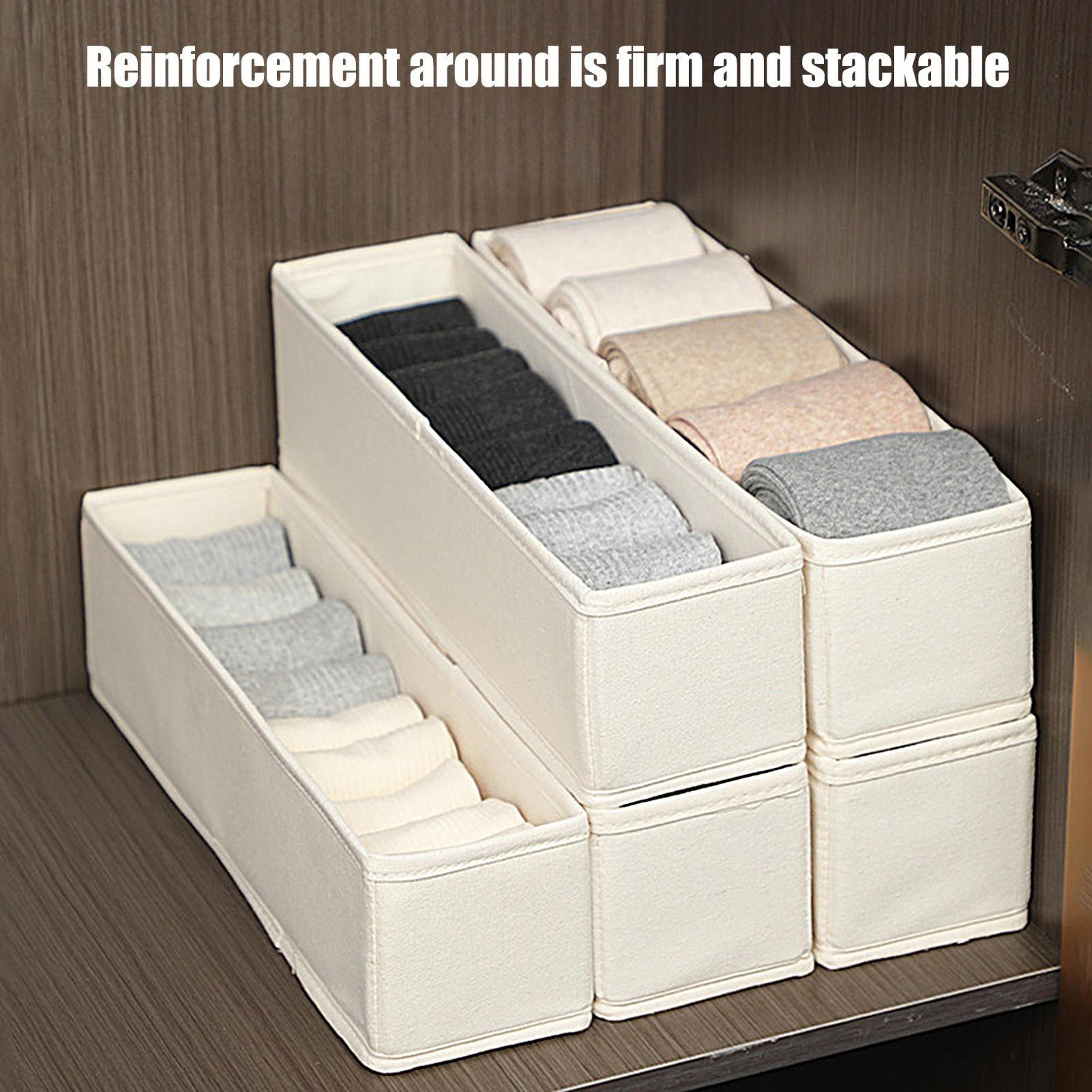 space-saving long storage bin, durable fabric storage organizer, foldable sock underwear drawer organizer