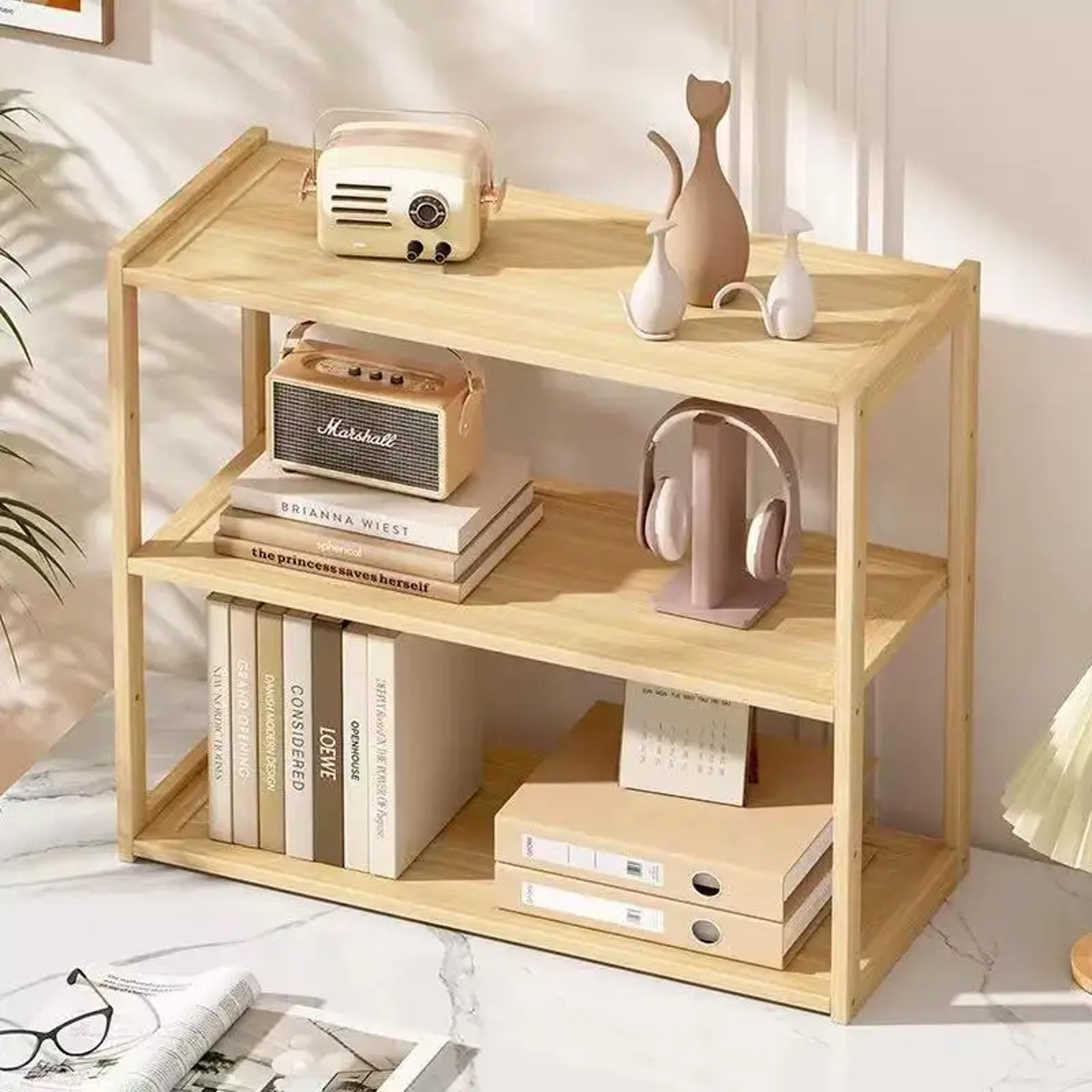 stationery organizer, multifunctional wooden 3-layer desktop storage rack, office desk accessories