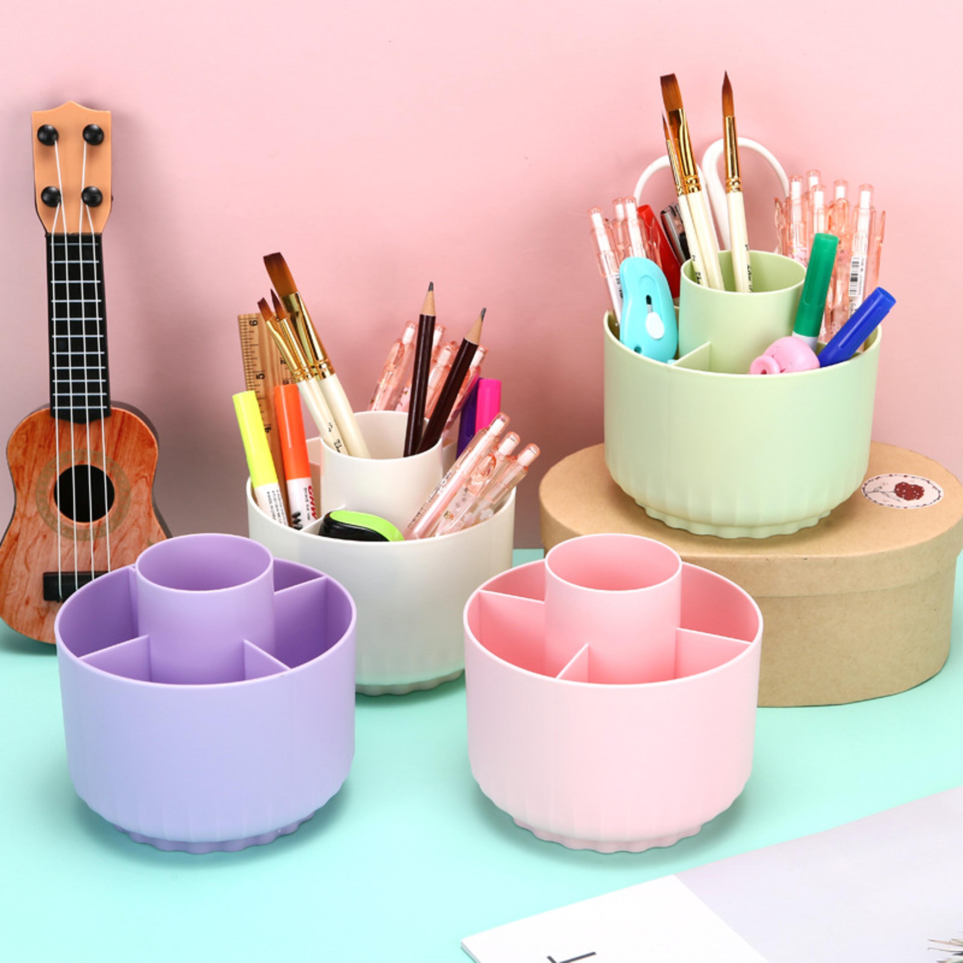 rotating pen holder for students, large-capacity storage box, stylish desktop organizer