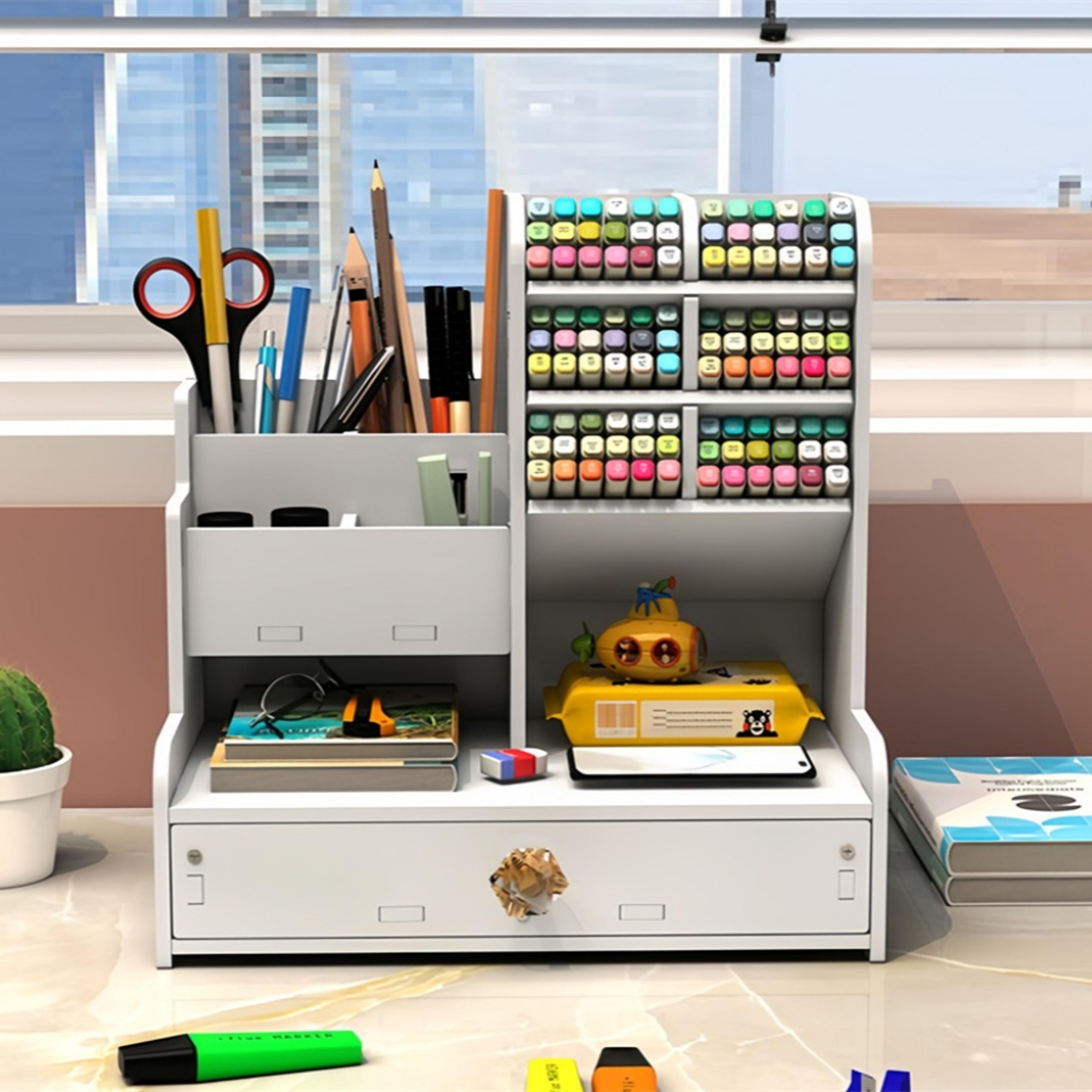 large-capacity pen holder, diy storage box for office supplies, student and dormitory use organizer