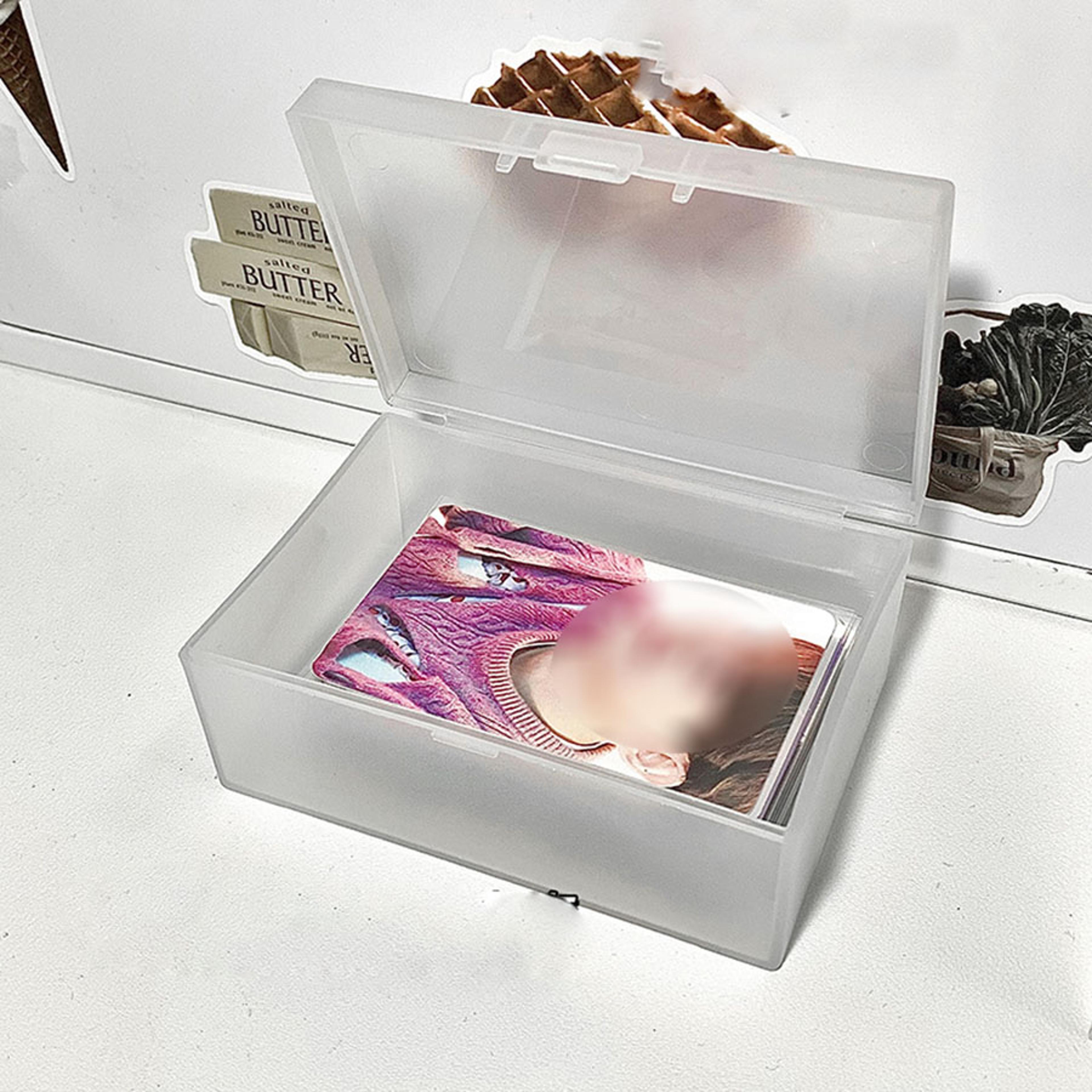 stationery organizer, transparent frosted storage box, desk holder for cards & postcards